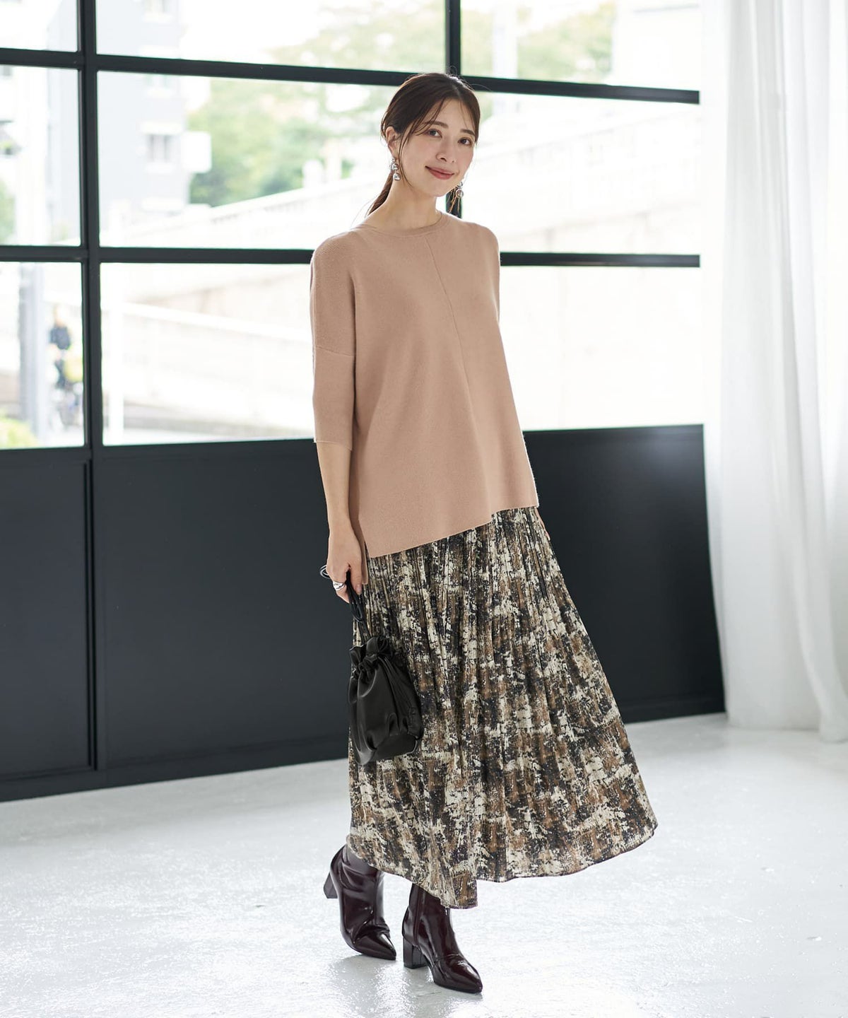 着用イメージ 166cm ベージュ