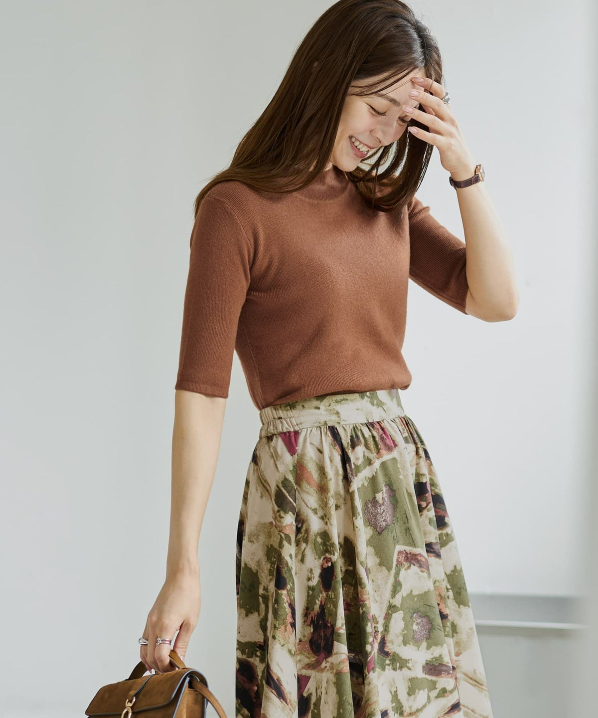 着用イメージ 166cm ライトブラウン