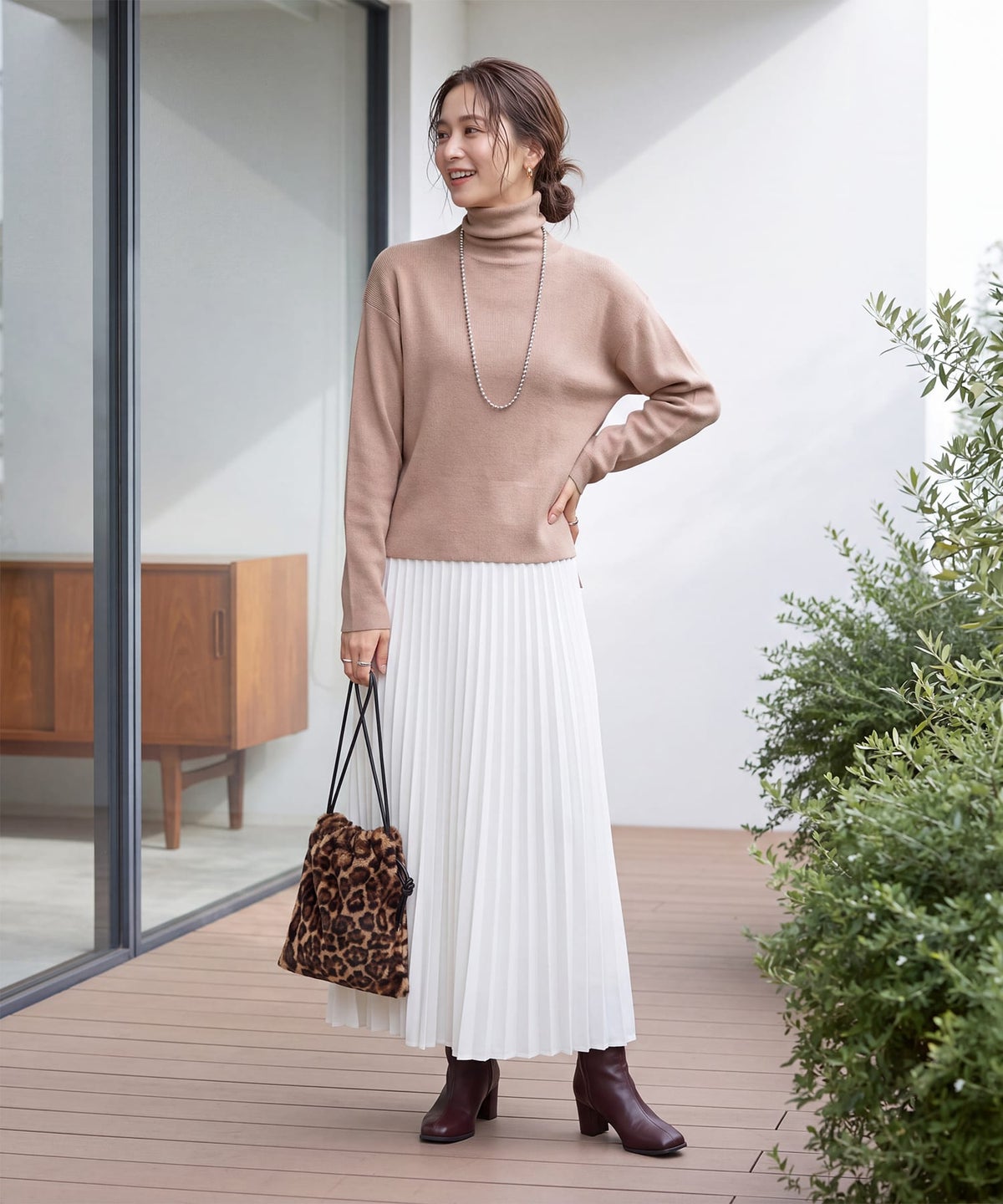 着用イメージ 163cm ベージュ