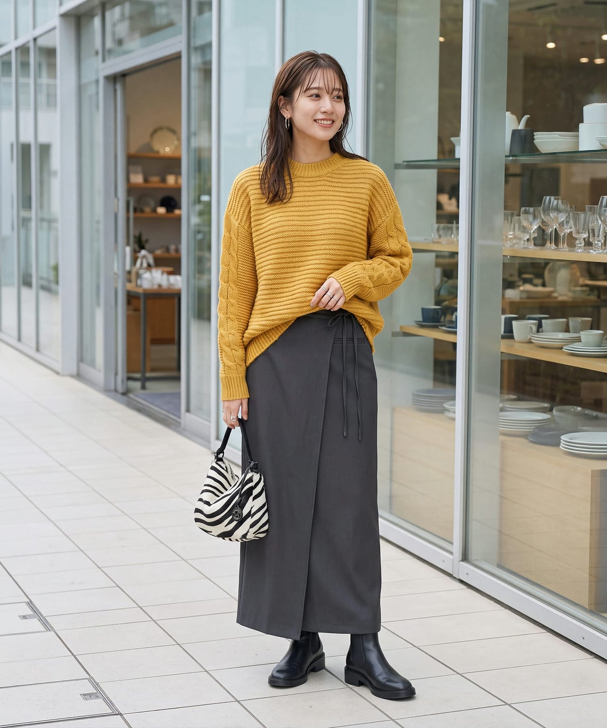 着用イメージ 163cm イエロー
