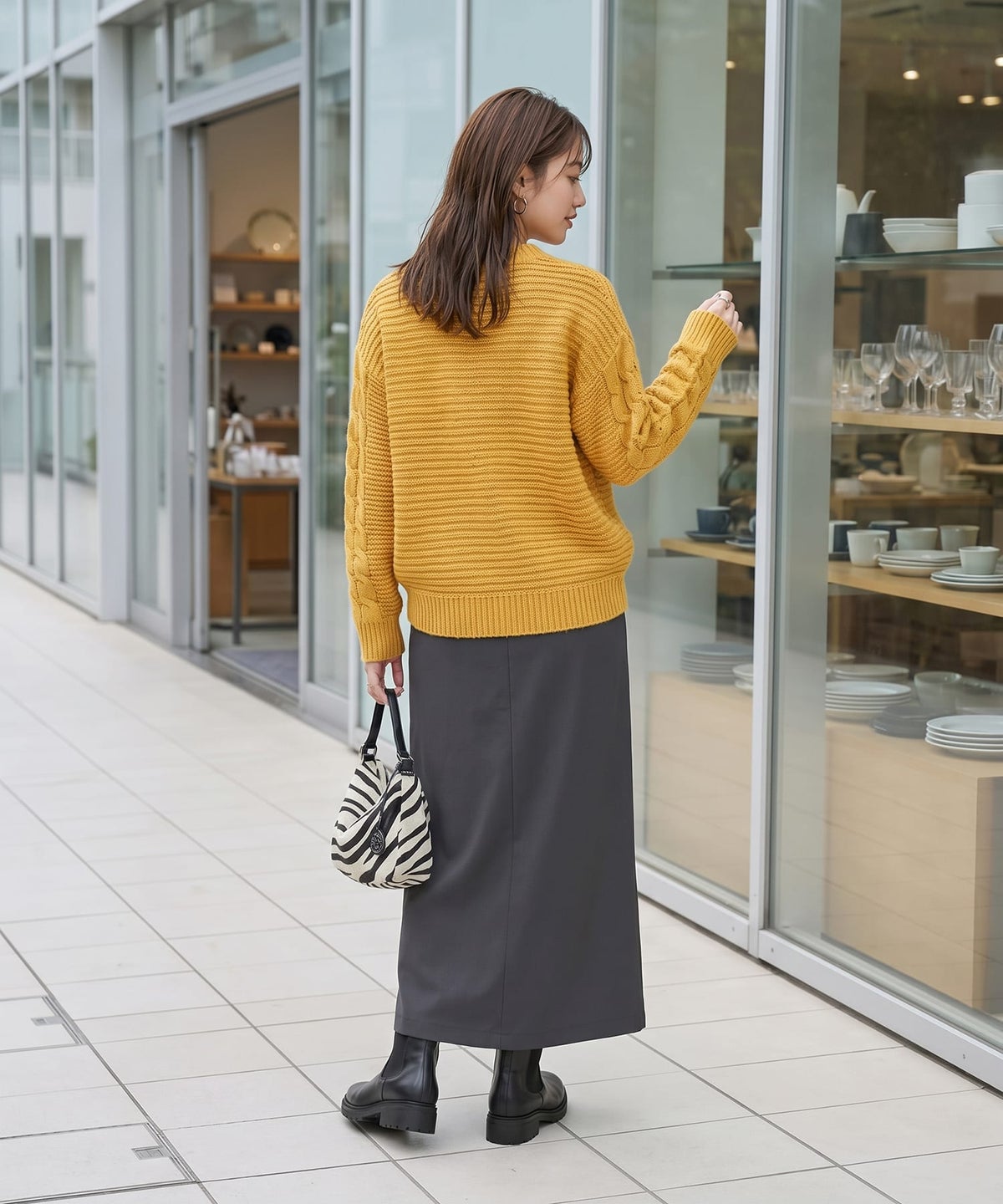 着用イメージ 163cm イエロー