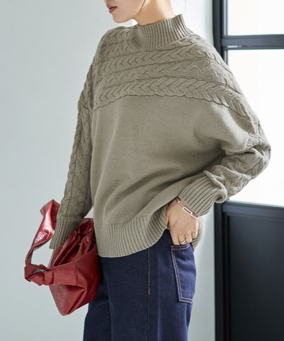 着用イメージ 166cm オリーブベージュ
