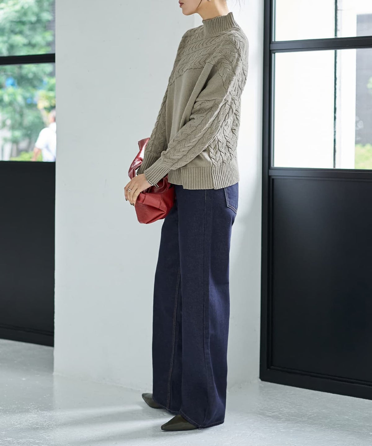 着用イメージ 166cm オリーブベージュ