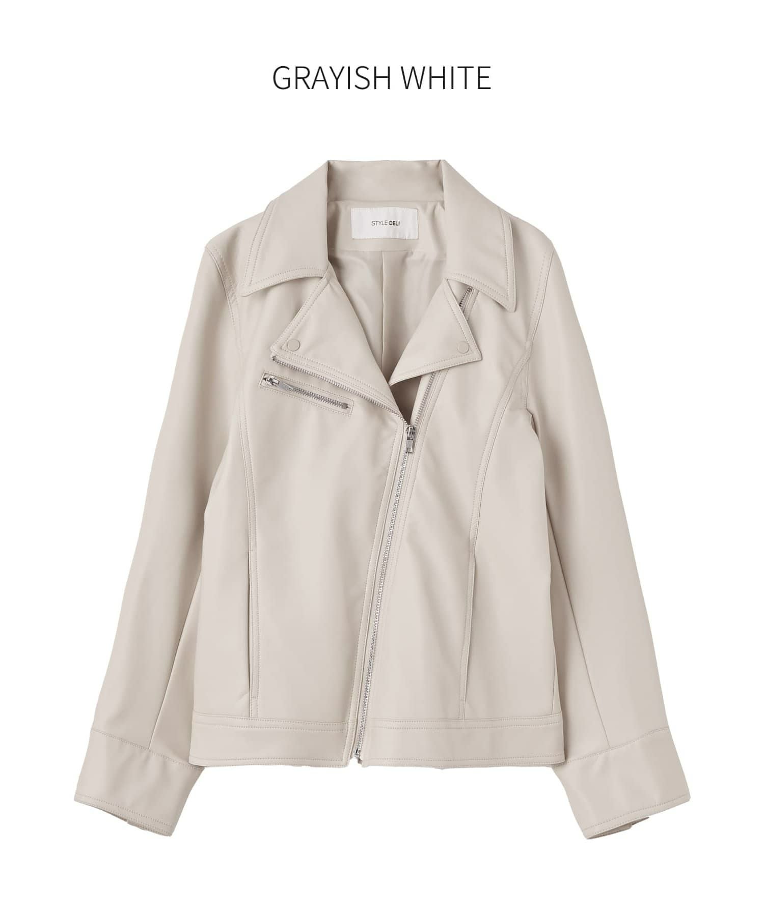 フェイクレザーライダースブルゾン | おしゃれな大人レディース