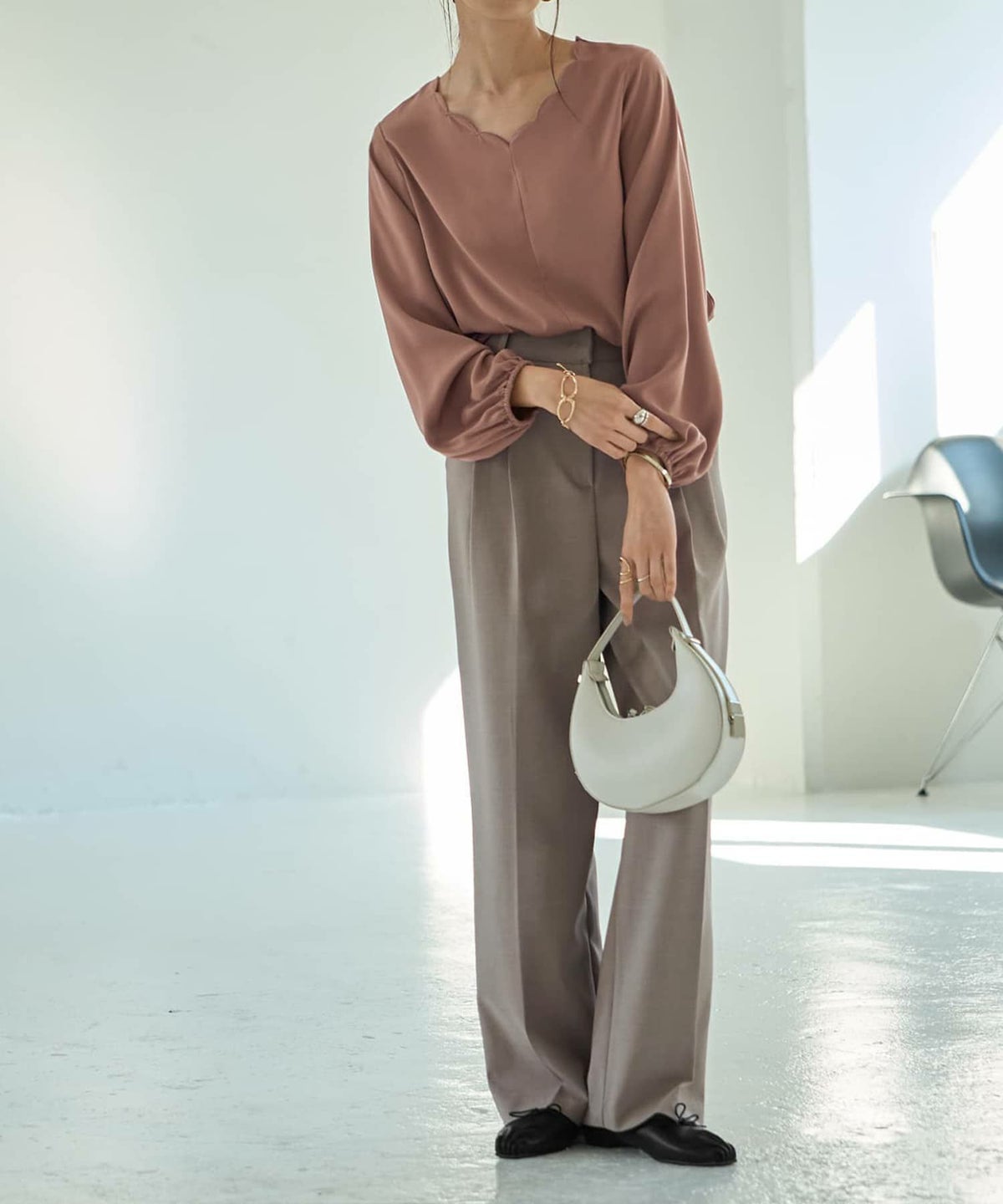 着用イメージ 165cm ダークアプリコット Mサイズ