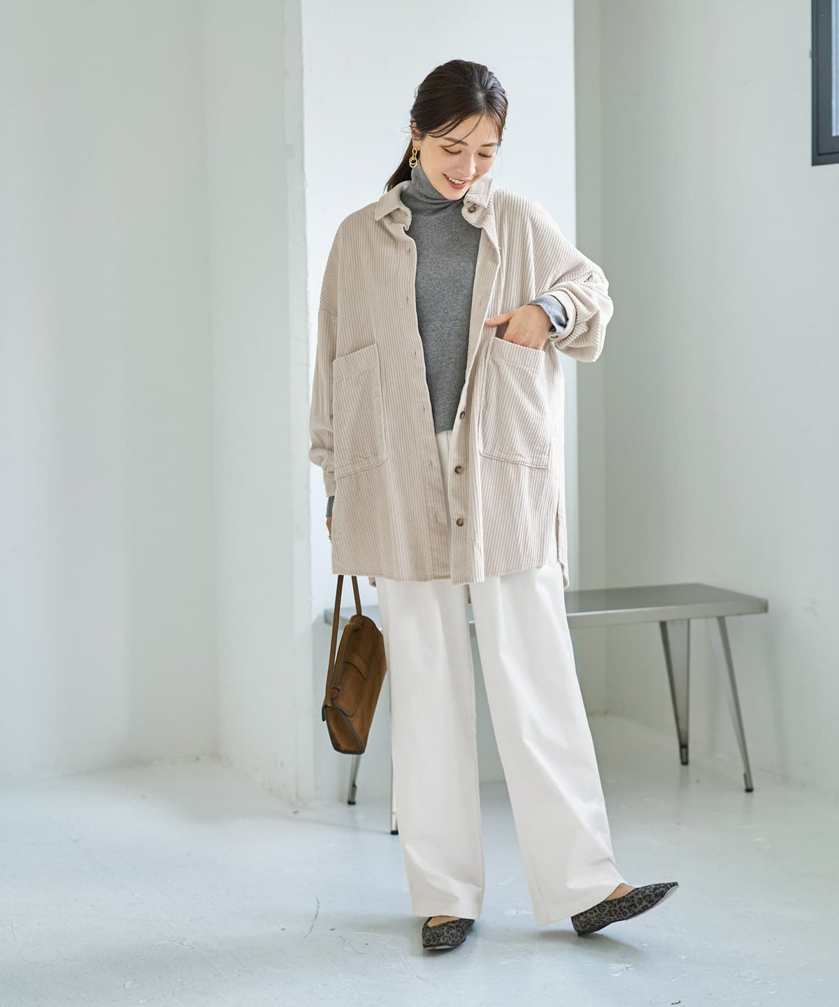 着用イメージ 166cm エクリュ