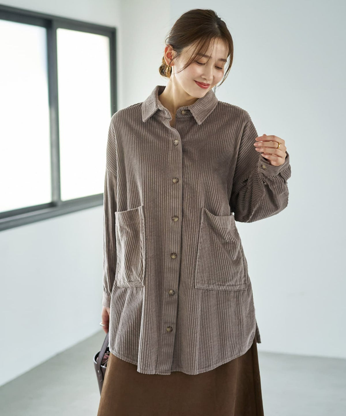 着用イメージ 166cm モカグレー