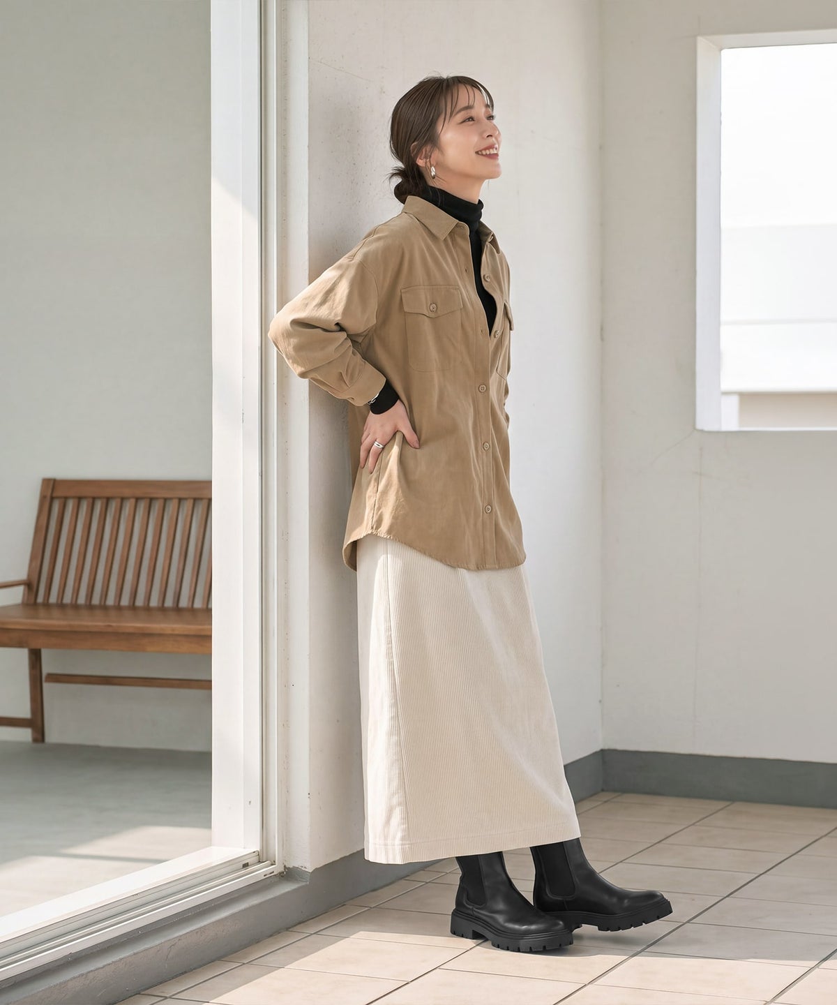 着用イメージ 163cm キャメル