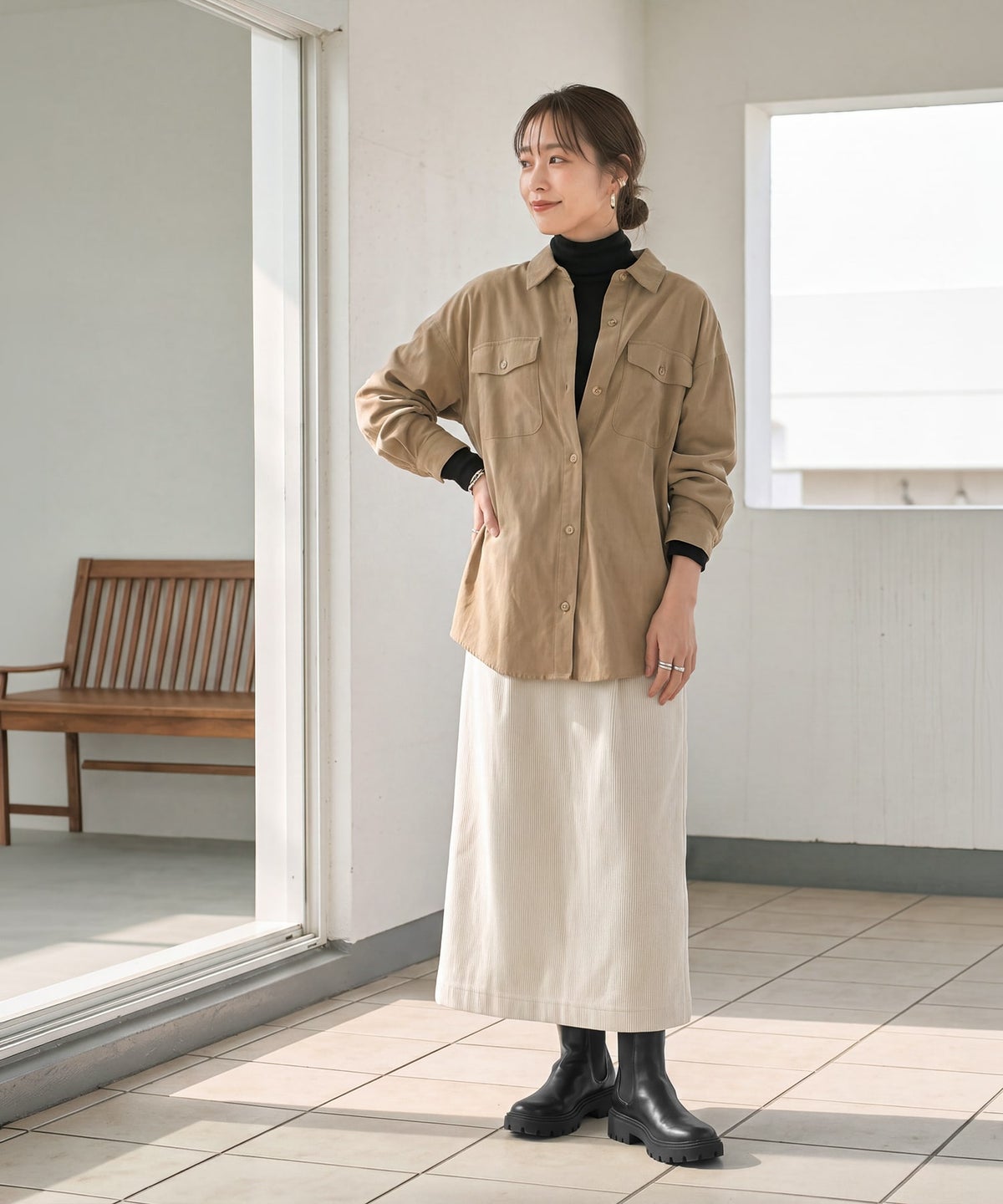 着用イメージ 163cm キャメル