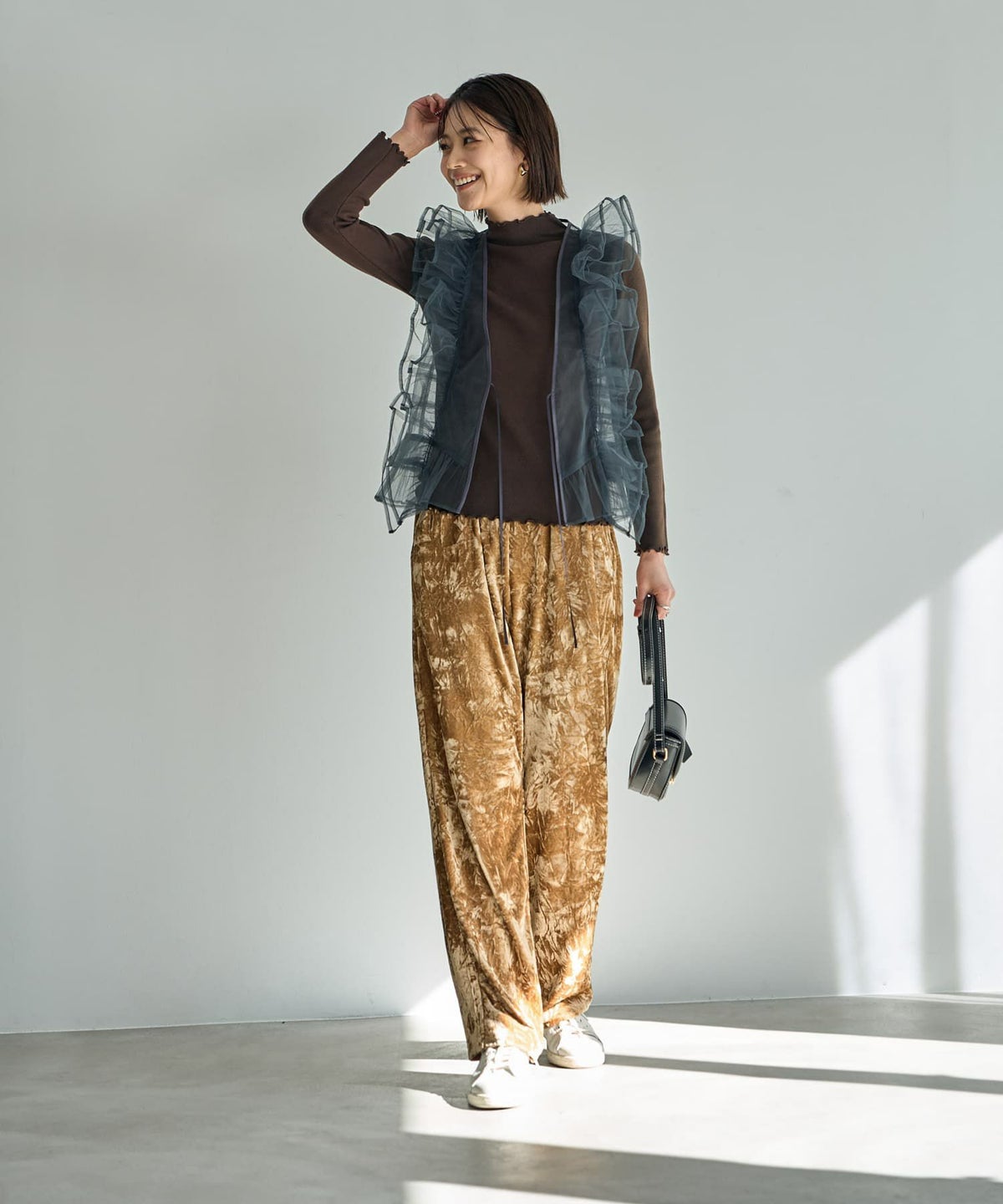 着用イメージ 167cm ブラウン