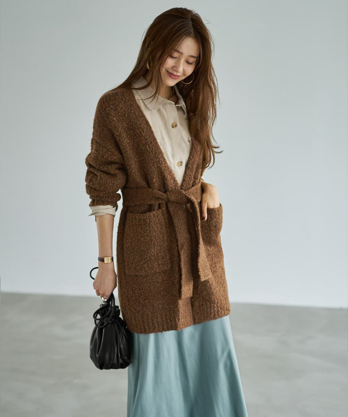 着用イメージ 166cm ブラウンミックス