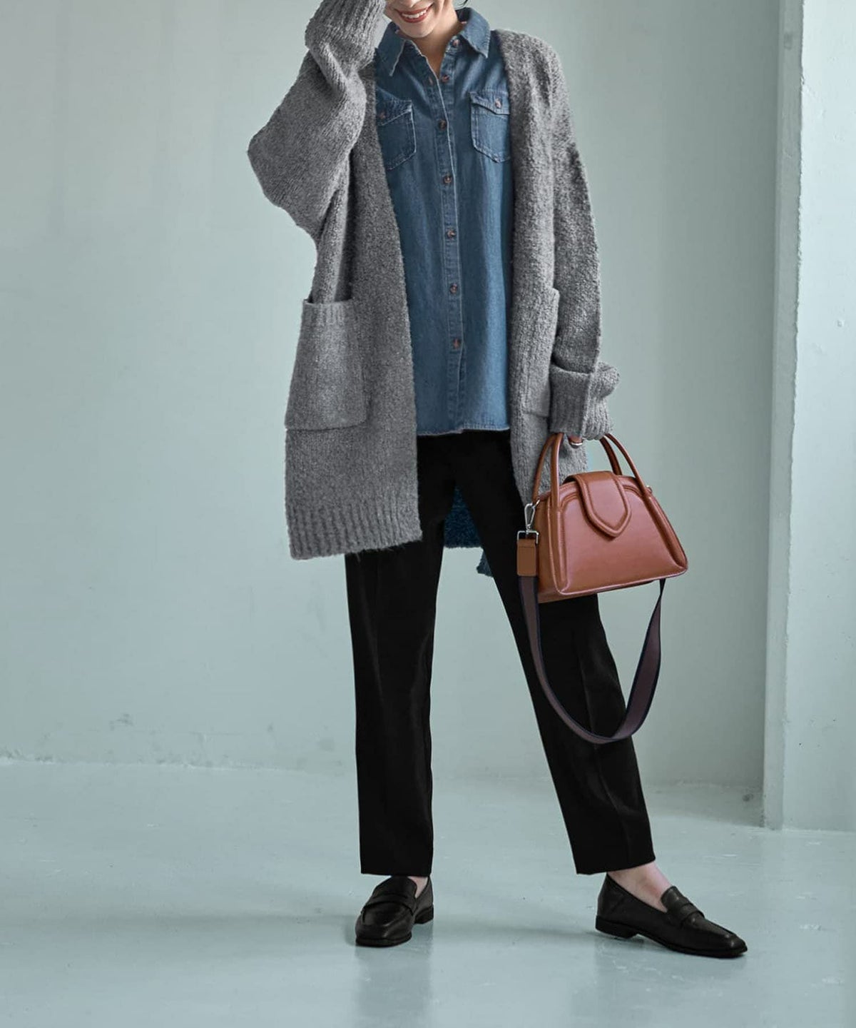 着用イメージ 168cm ライトグレー