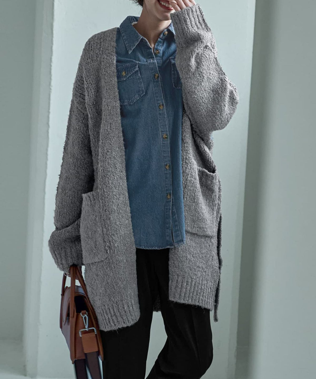 着用イメージ 168cm ライトグレー