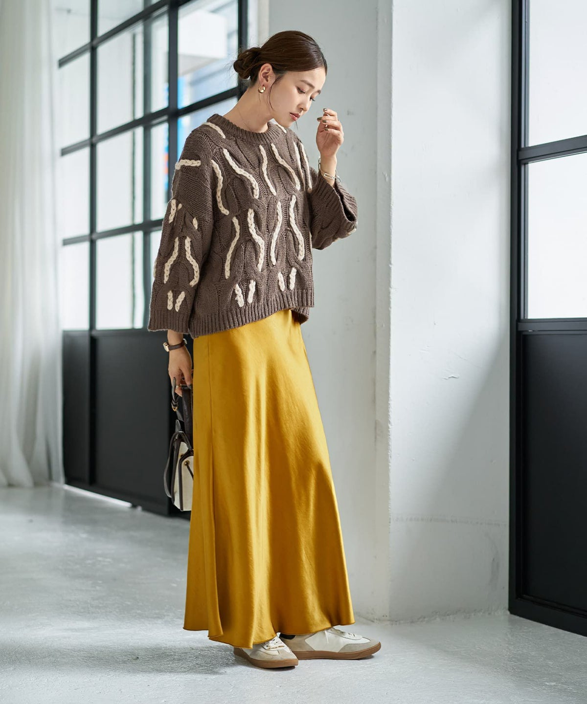 着用イメージ 166cm ココアグレー