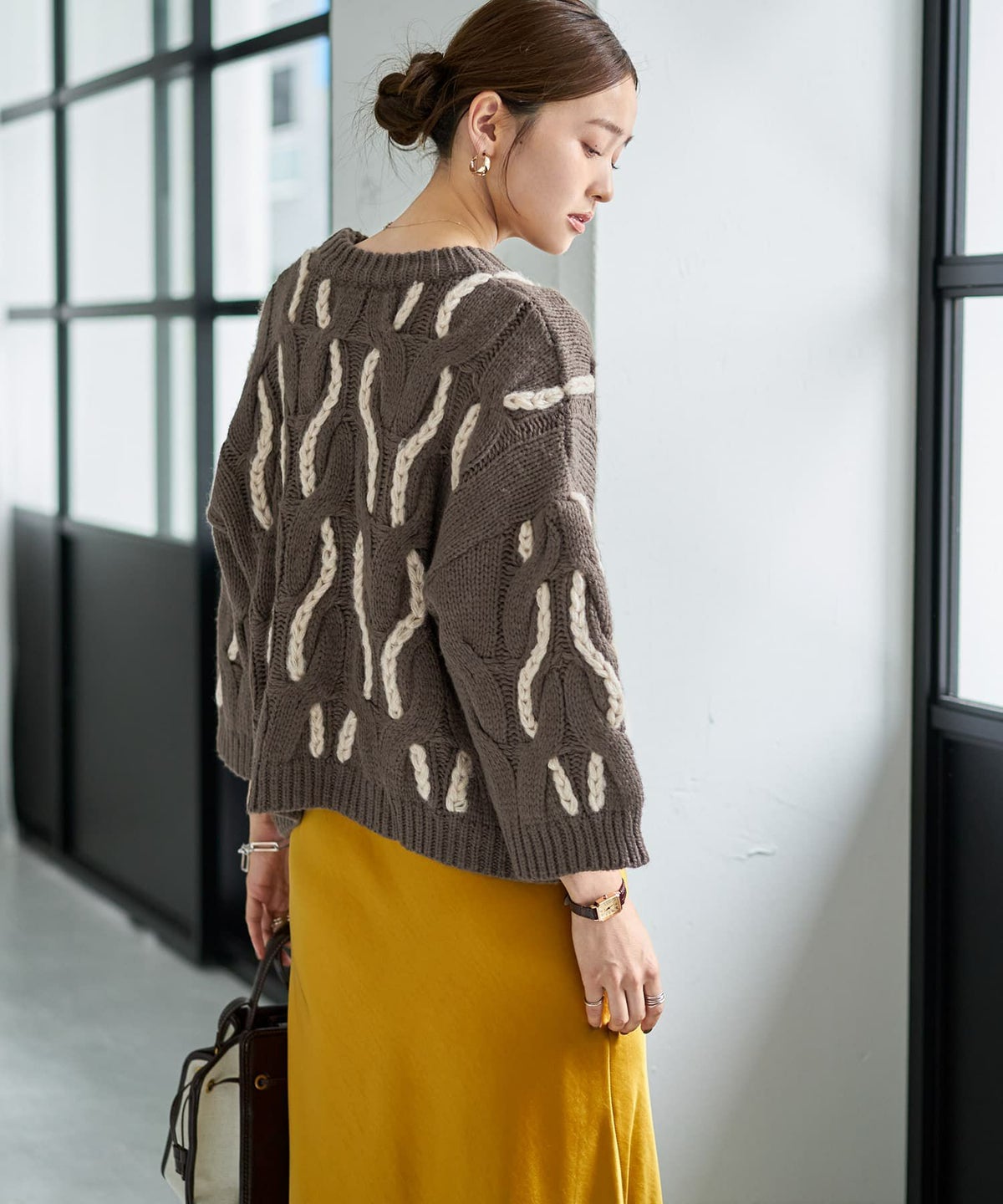 着用イメージ 166cm ココアグレー