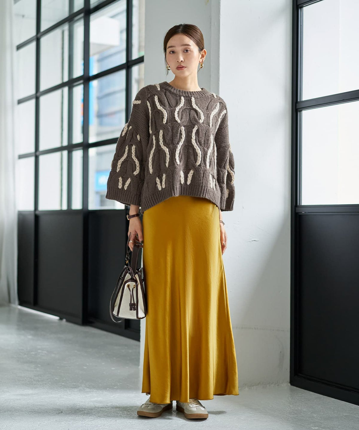 着用イメージ 166cm ココアグレー