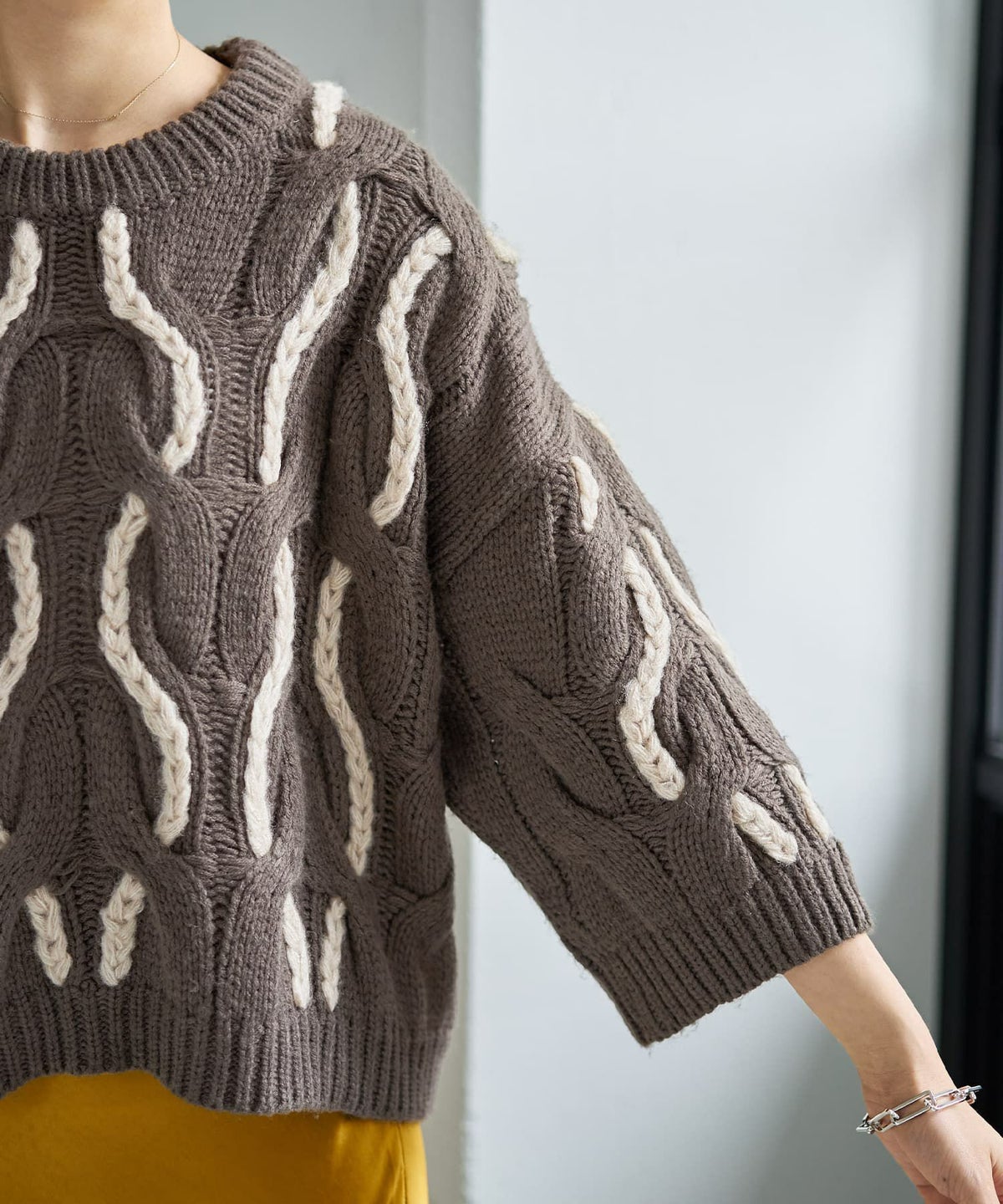 着用イメージ 166cm ココアグレー