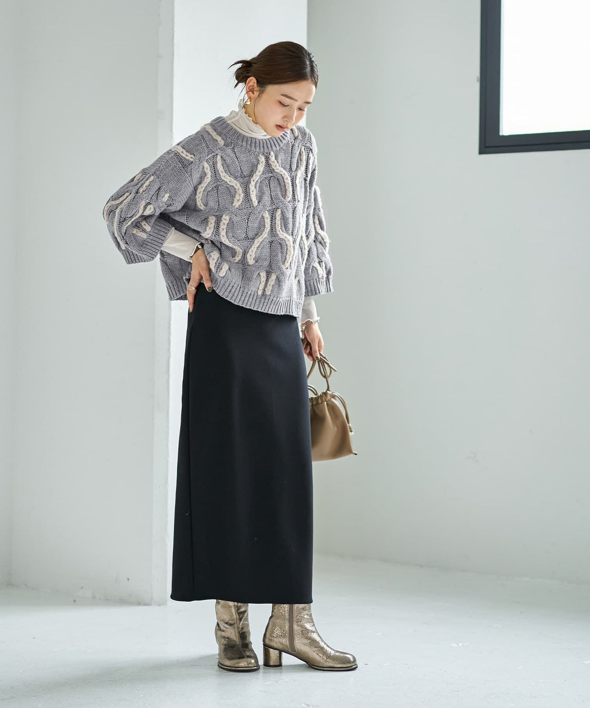 着用イメージ 166cm ブルーグレー