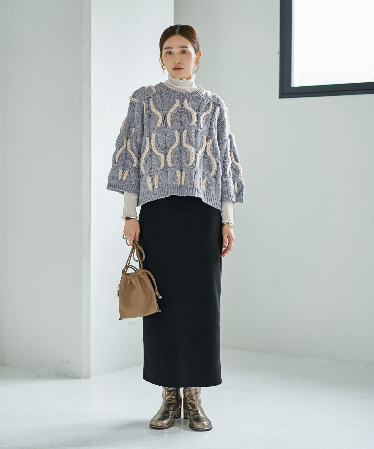 着用イメージ 166cm ブルーグレー