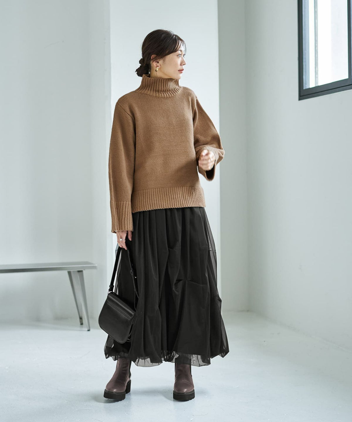 着用イメージ 166cm キャメル