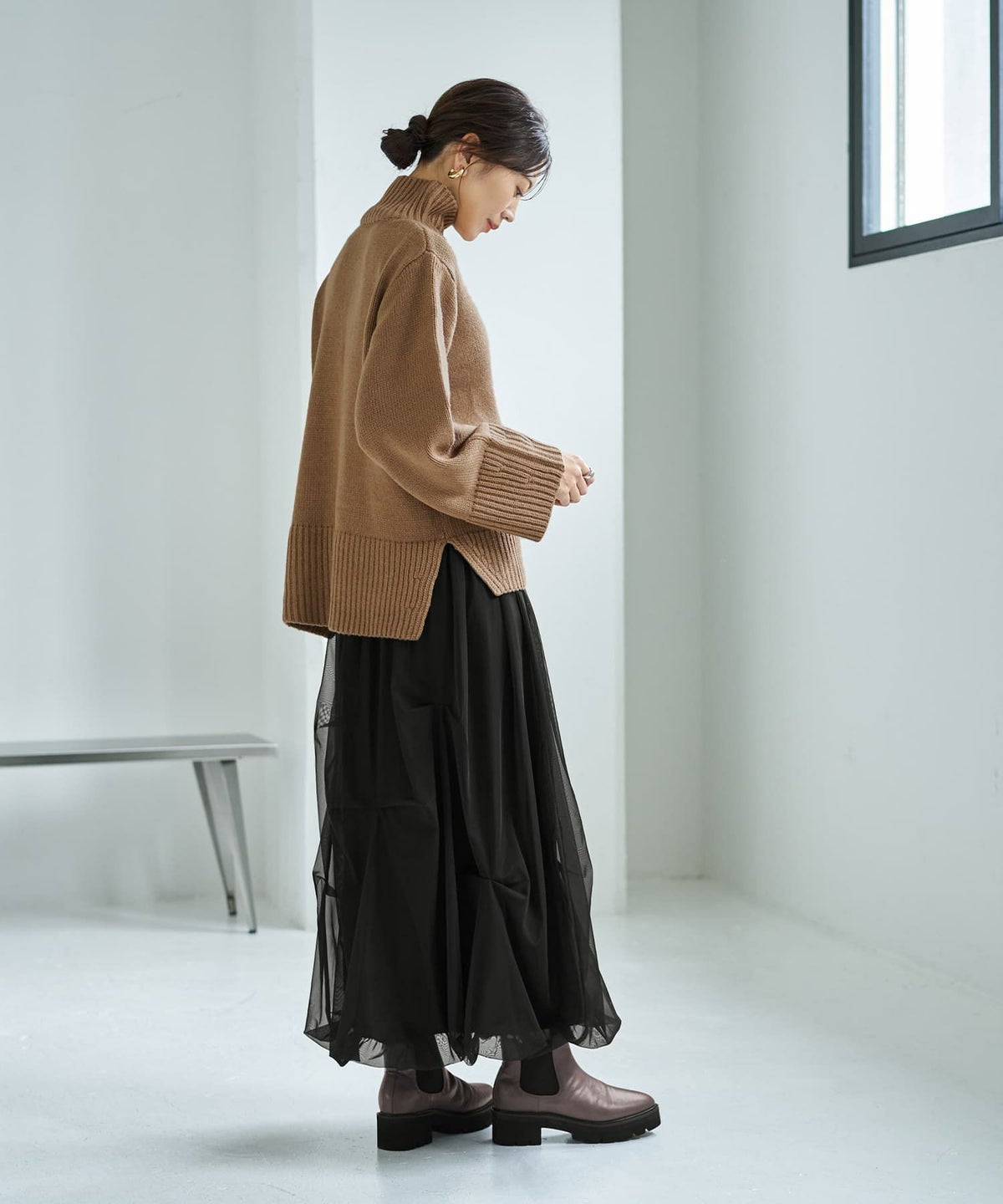 着用イメージ 166cm キャメル
