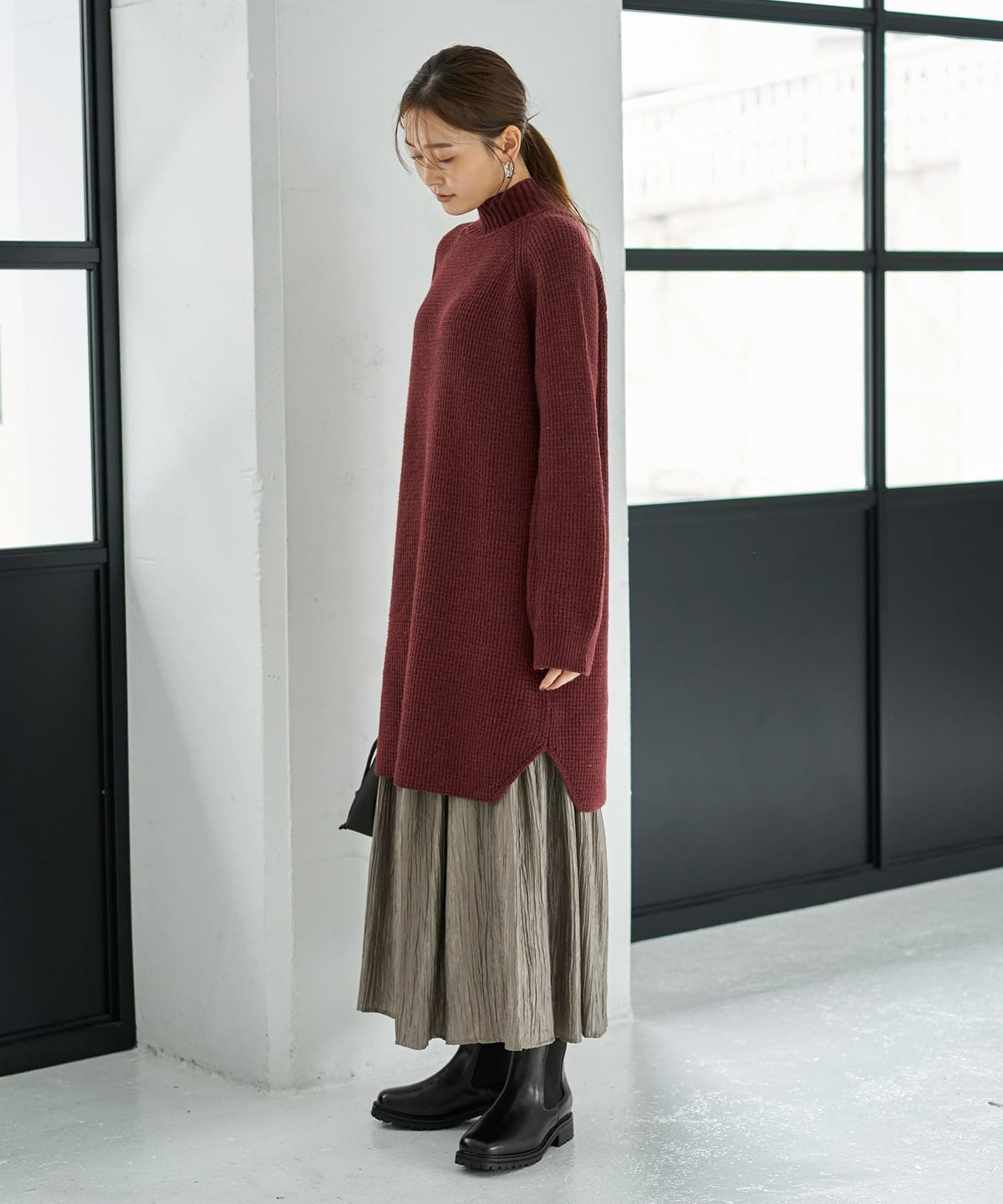 着用イメージ 166cm バーガンディミックス