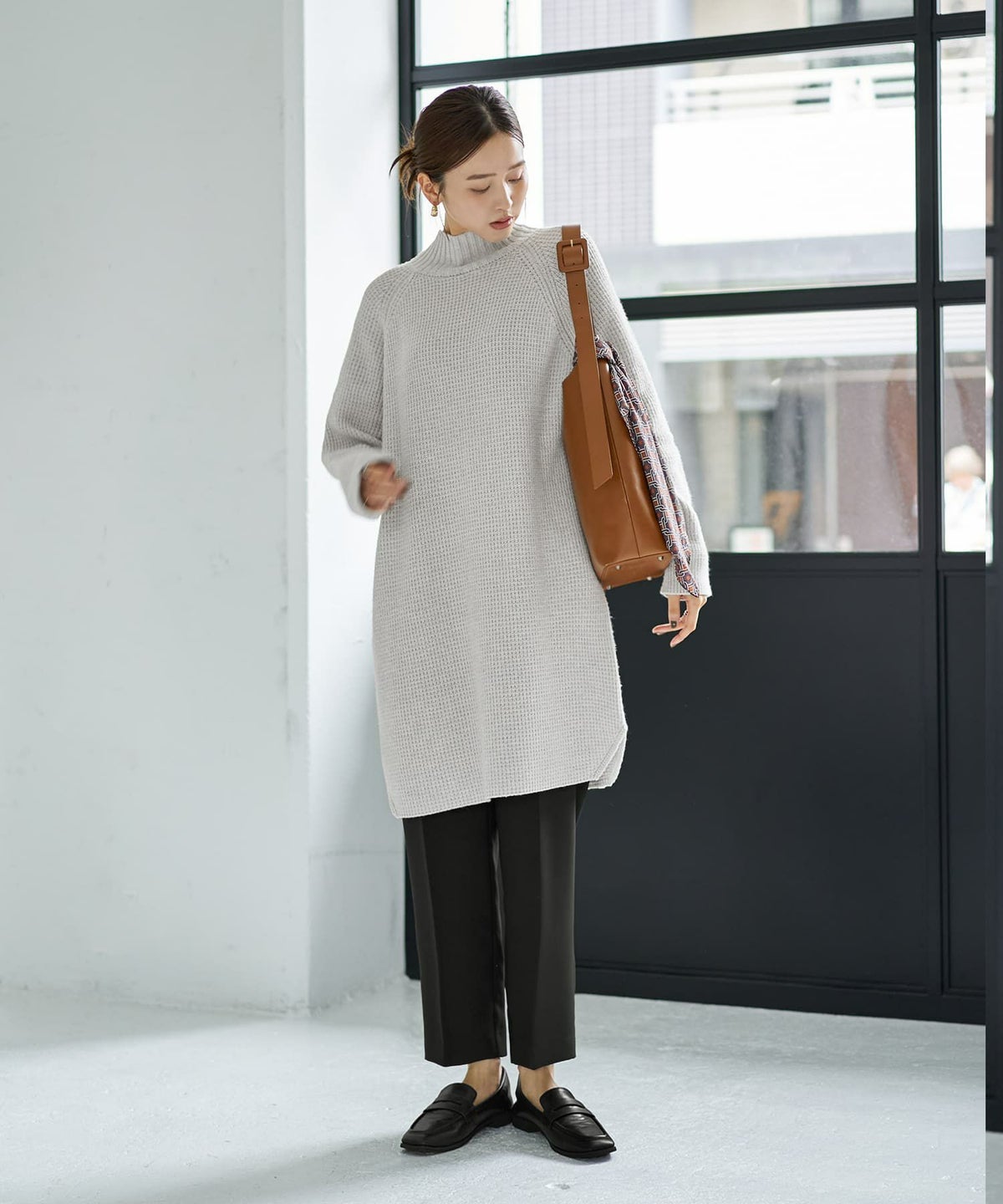 着用イメージ 166cm ライトグレーミックス