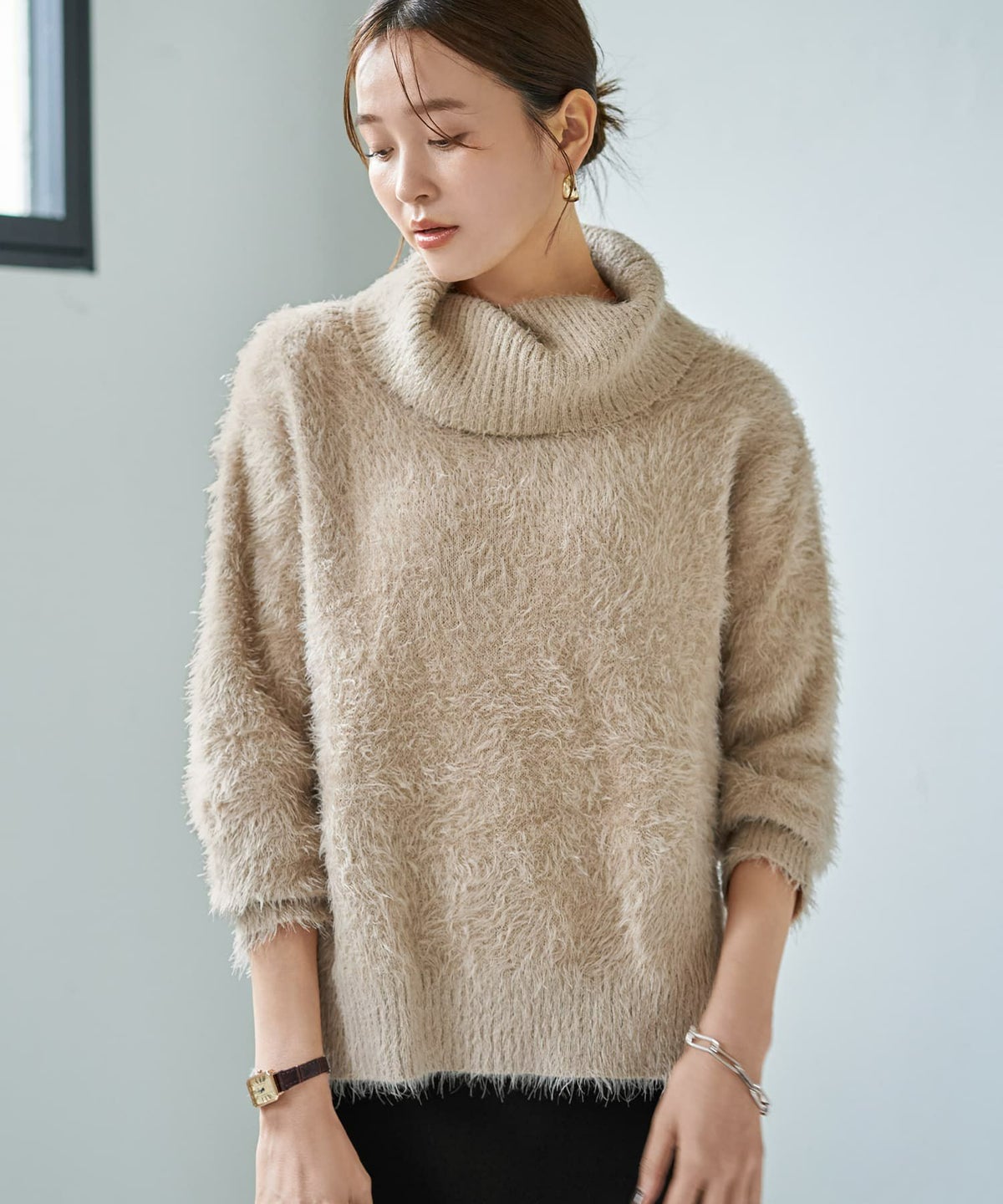 着用イメージ 166cm ベージュ