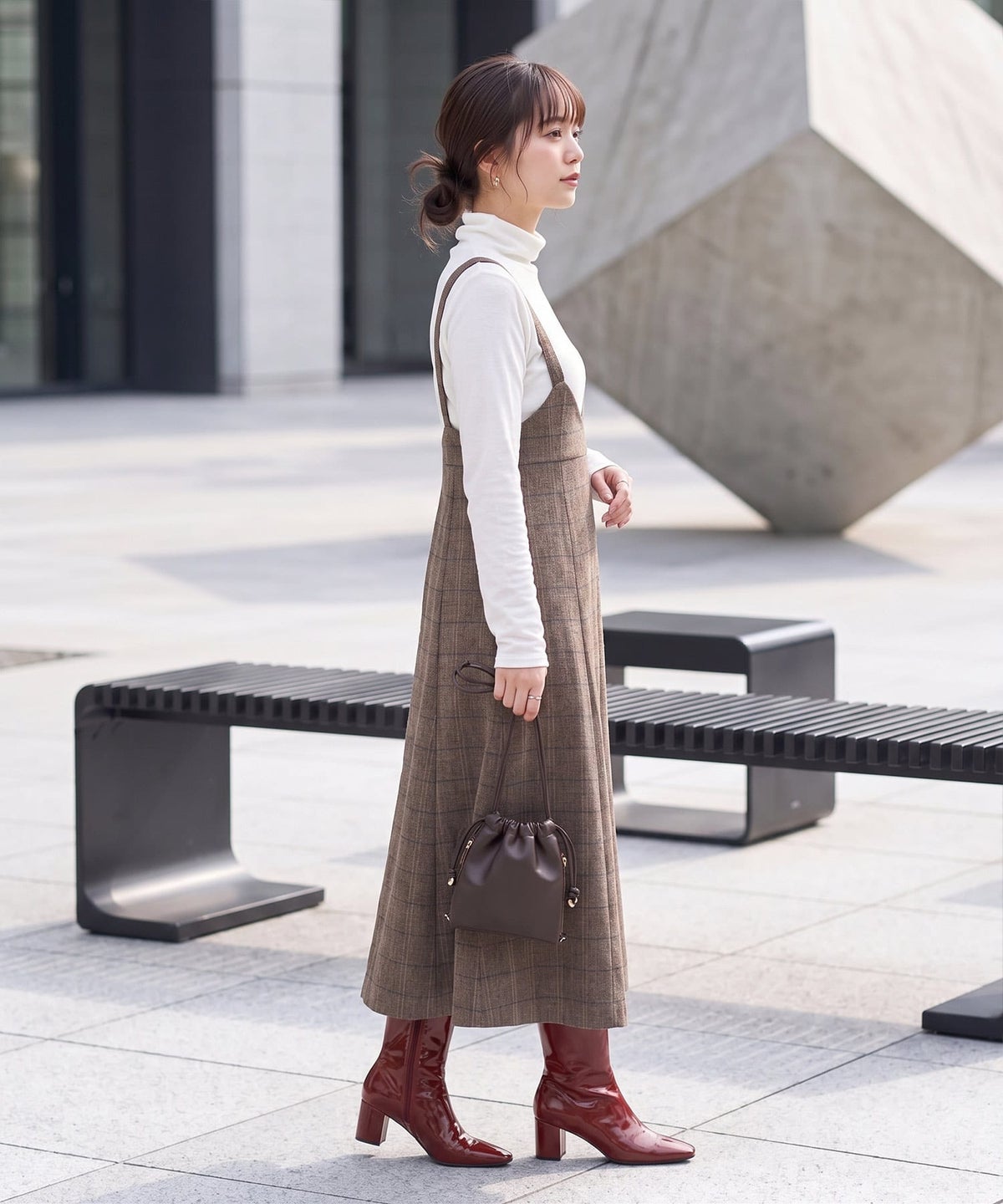 着用イメージ 163cm ブラウンミックス