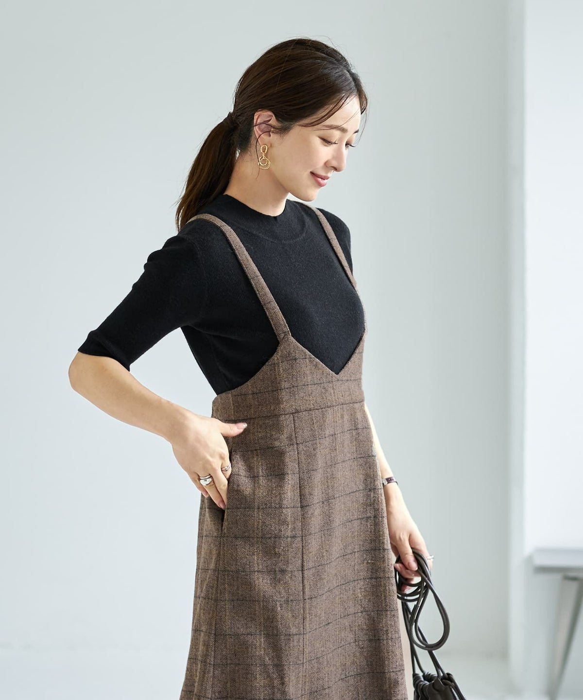 着用イメージ 166cm ブラウンミックス