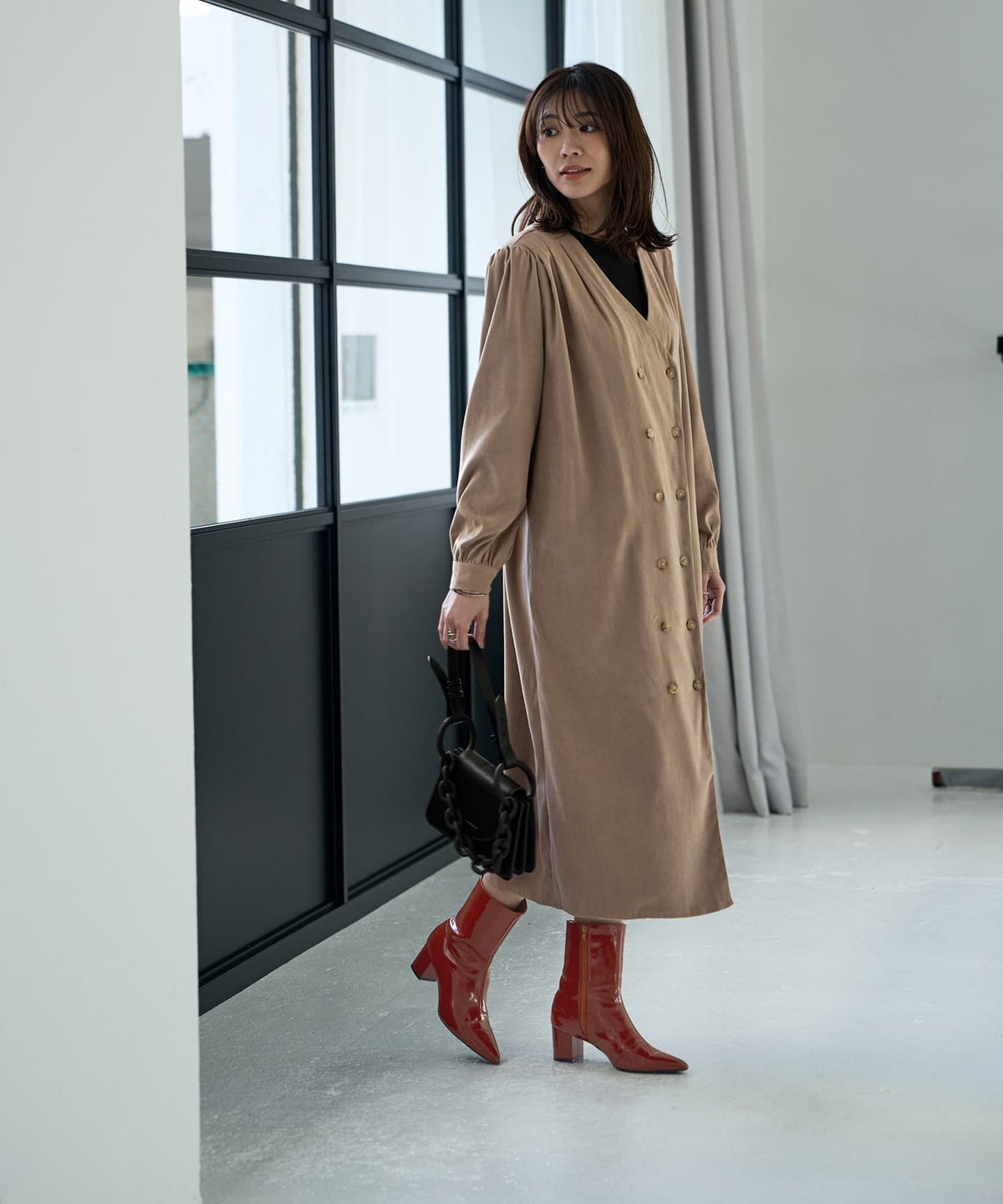 着用イメージ 166cm ベージュ