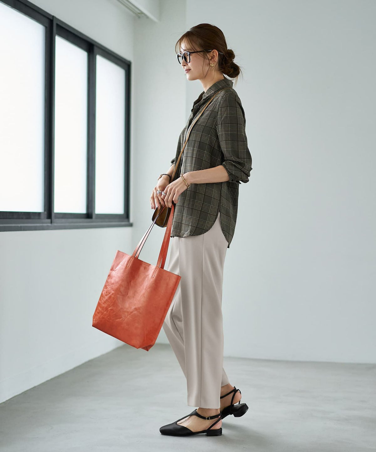 着用イメージ 166cm カーキミックス