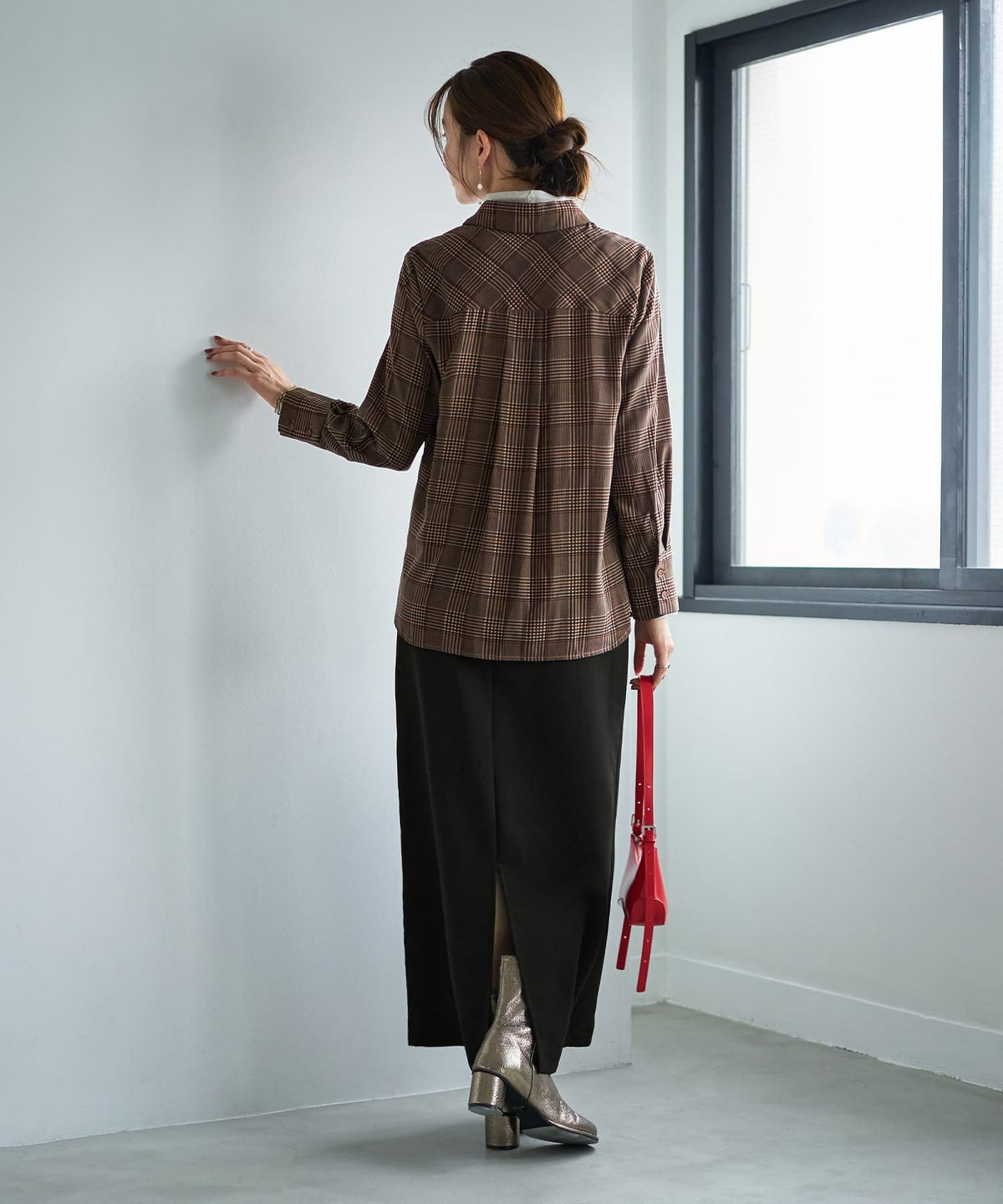 着用イメージ 166cm ブラウンミックス