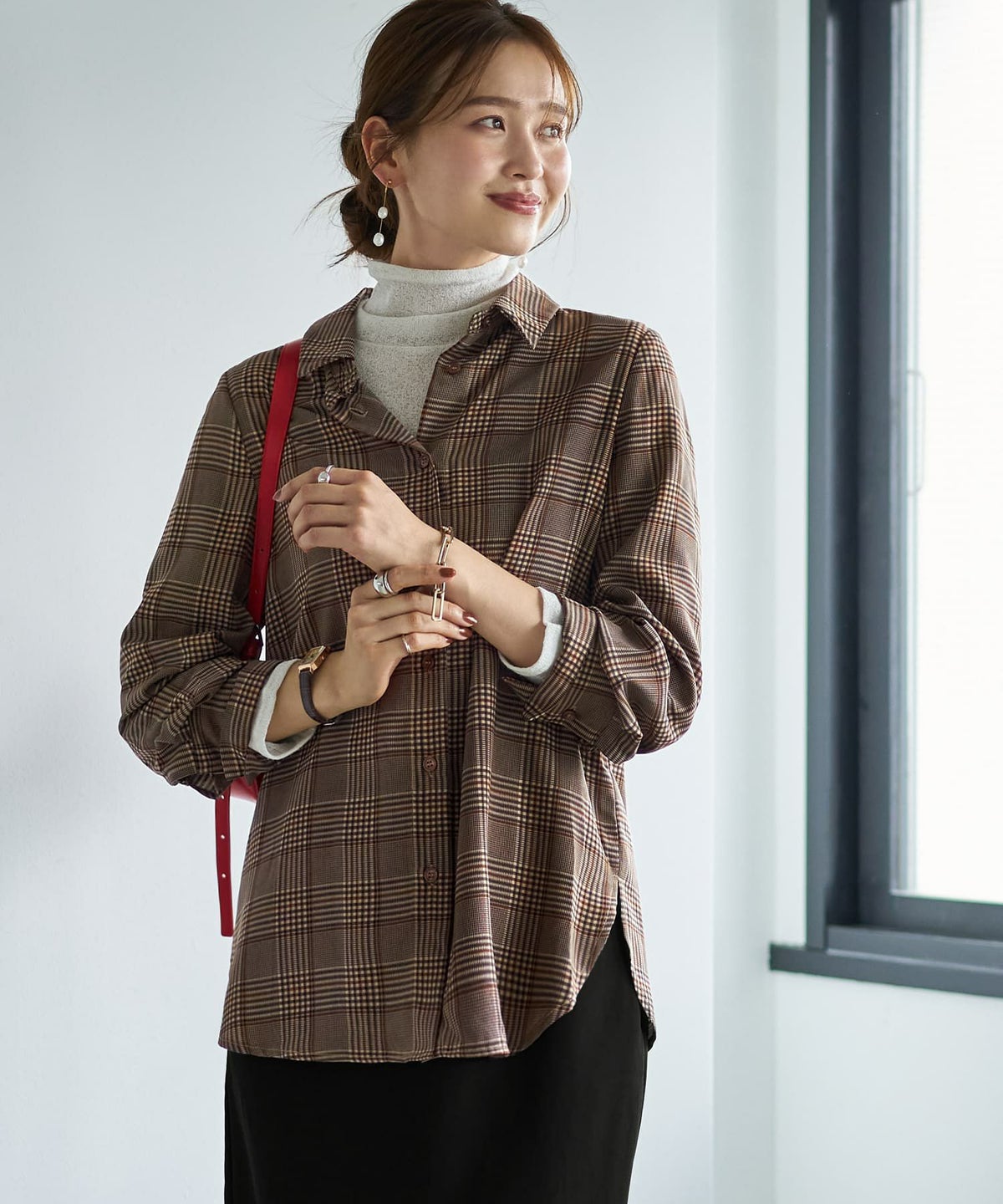 着用イメージ 166cm ブラウンミックス