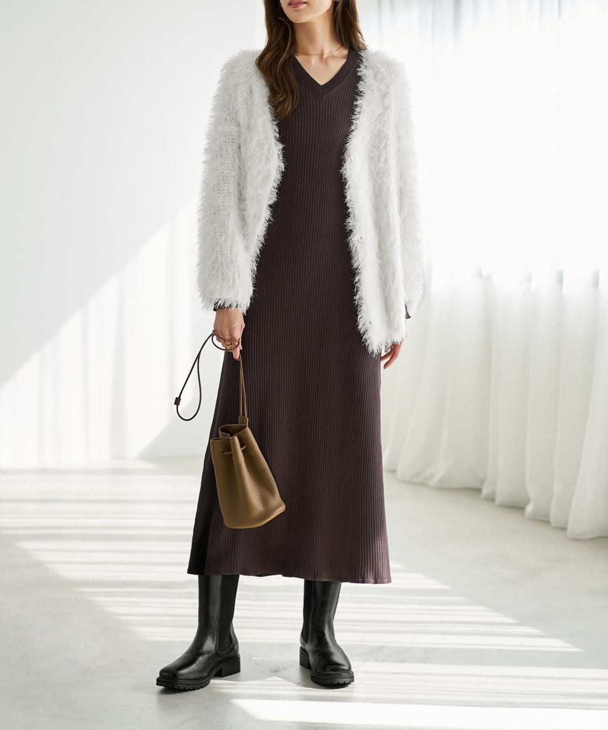 着用イメージ 167cm アイボリー