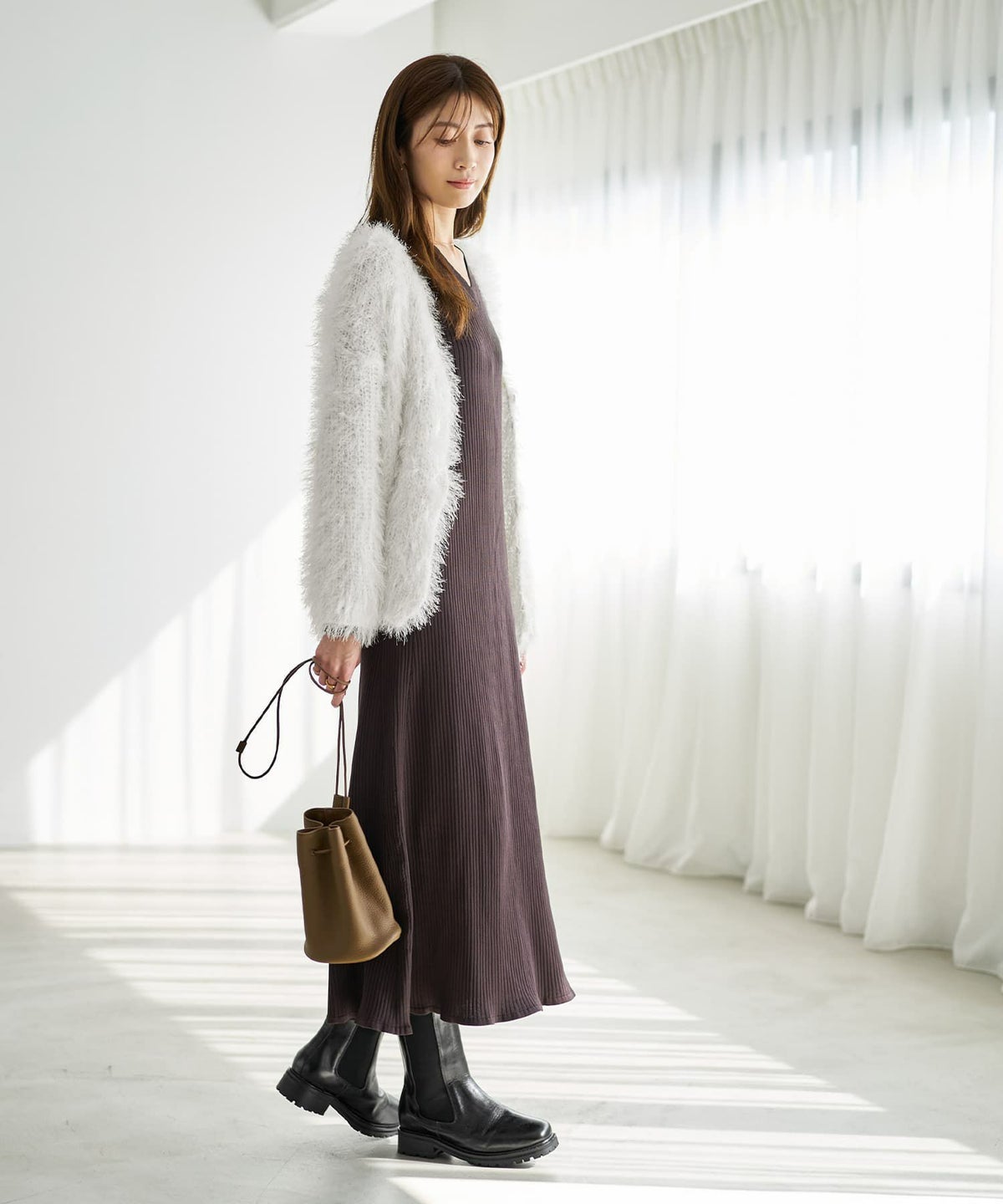 着用イメージ 167cm アイボリー