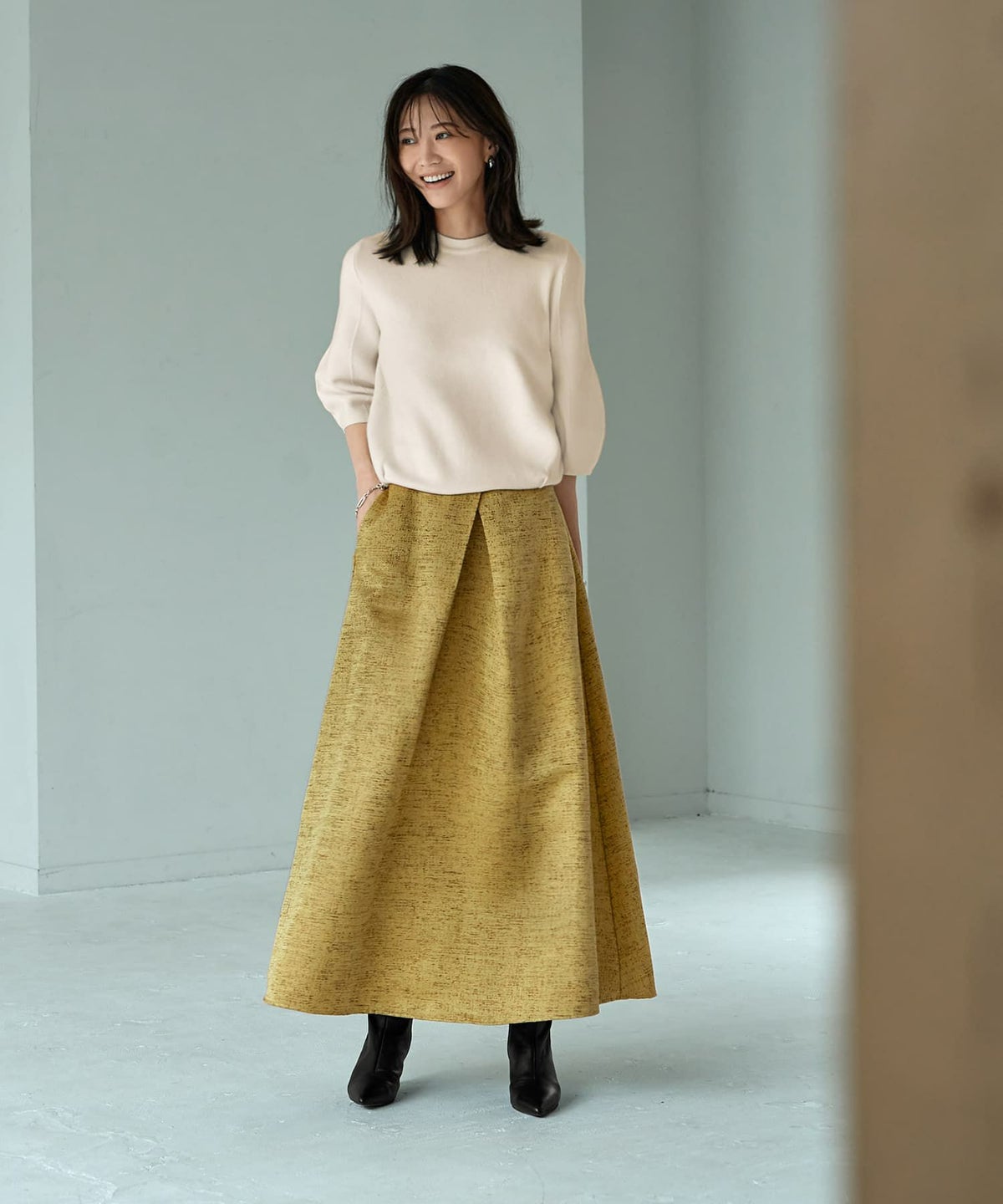 着用イメージ 165cm 着用サイズ S イエロー