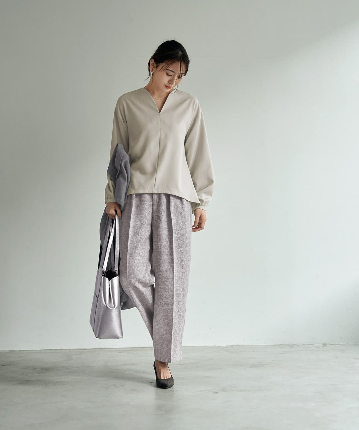 着用イメージ 166cm エアリーグレー