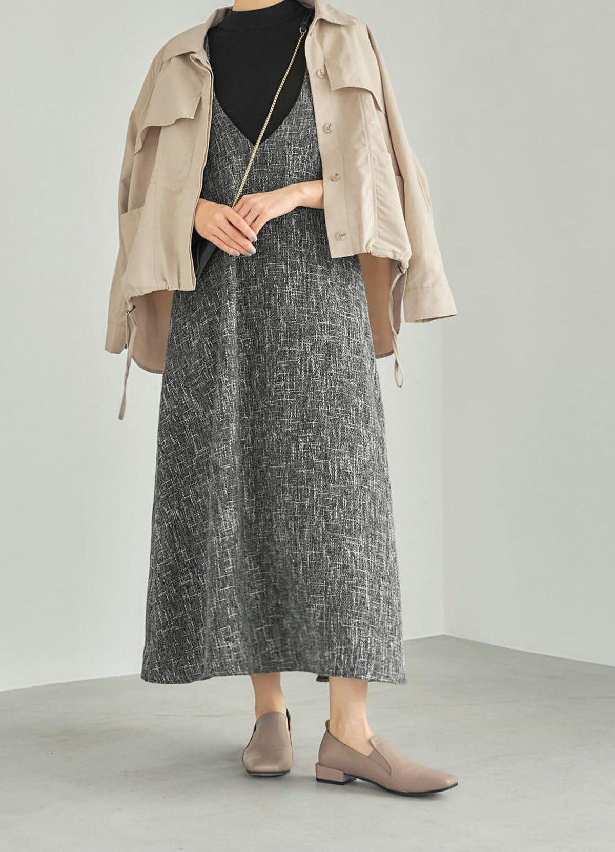 着用イメージ 168cm グレージュ