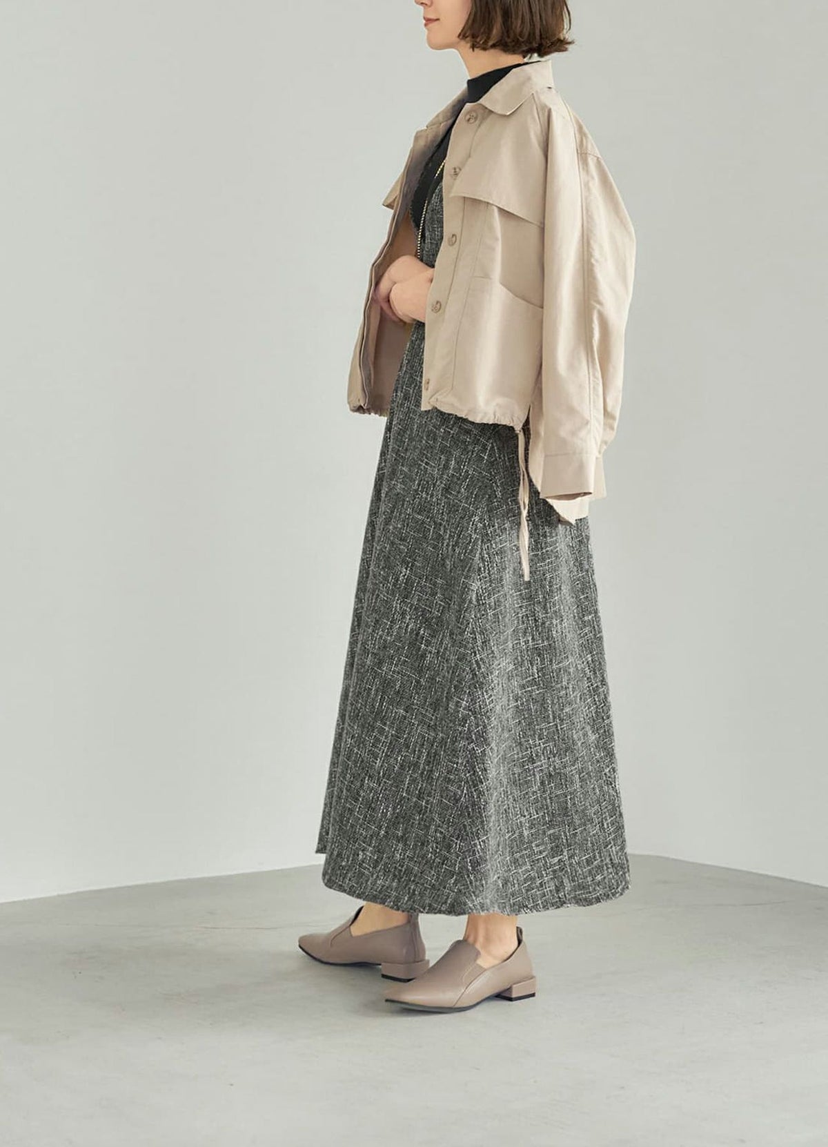 着用イメージ 168cm グレージュ