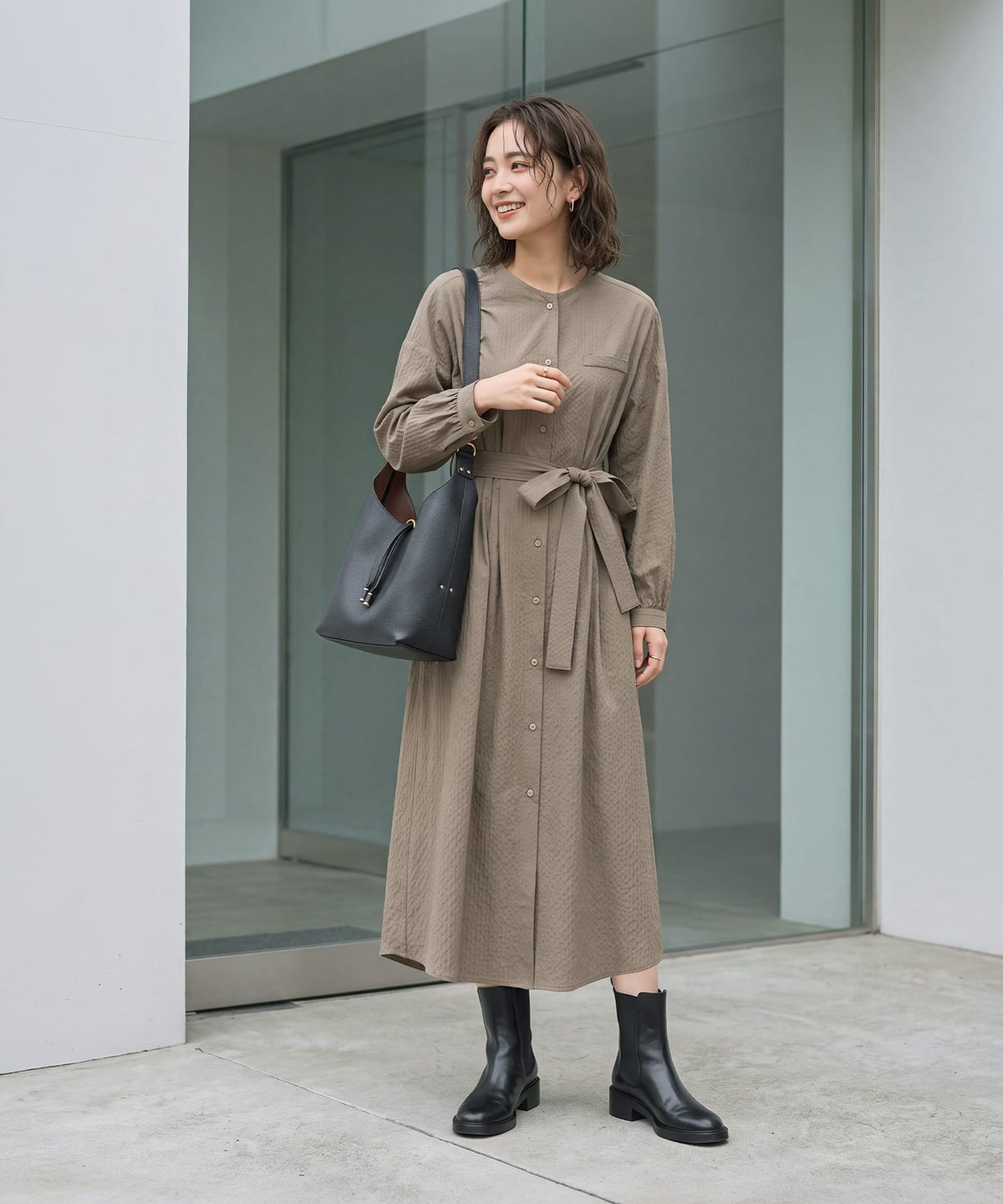 着用イメージ 163cm オリーブ