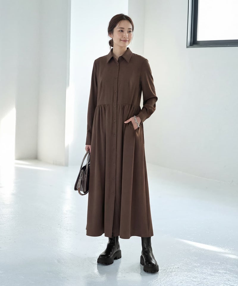 さらさらツイルロングシャツワンピース | おしゃれな大人レディース 