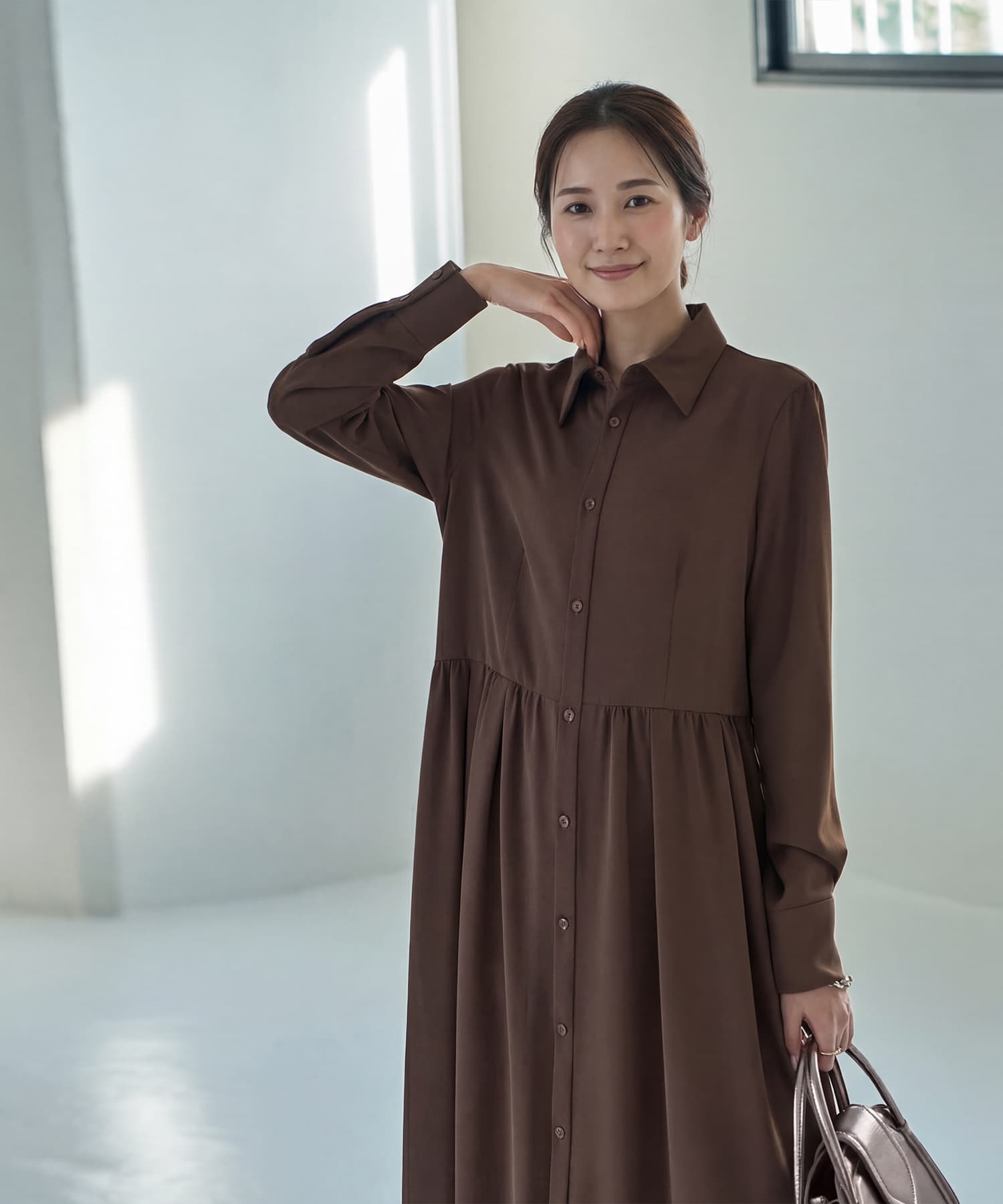 さらさらツイルロングシャツワンピース | おしゃれな大人レディース