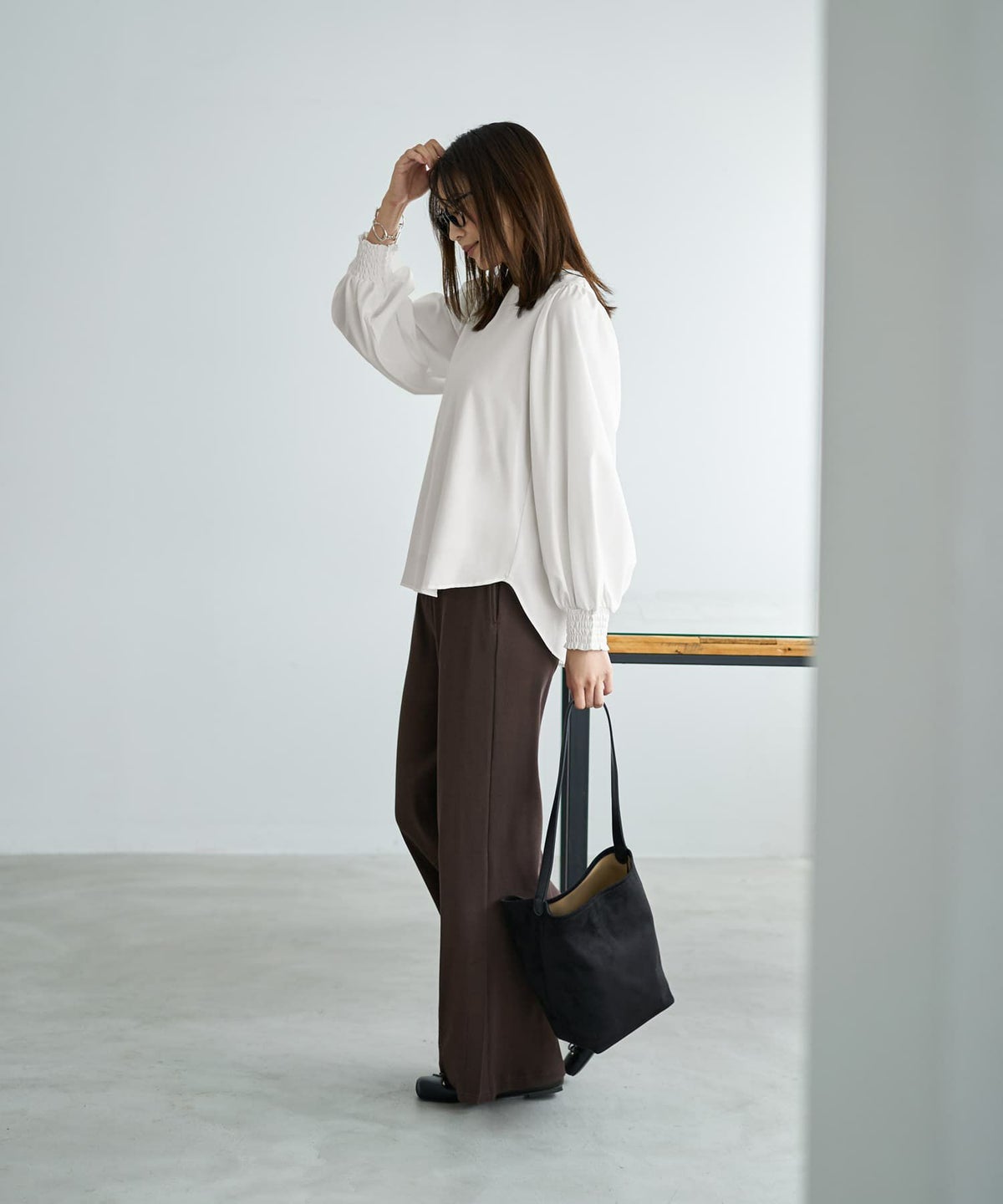 着用イメージ 166cm アイボリー