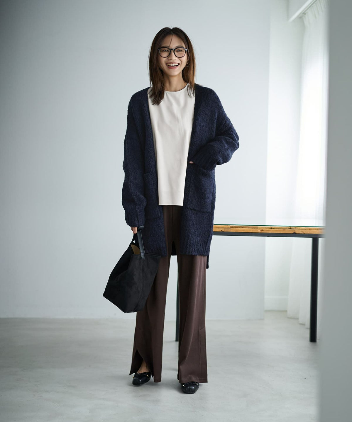 着用イメージ 166cm アイボリー