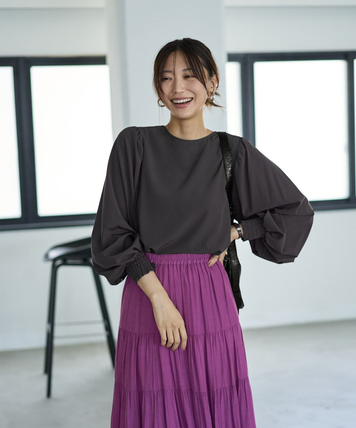 着用イメージ 166cm セピア