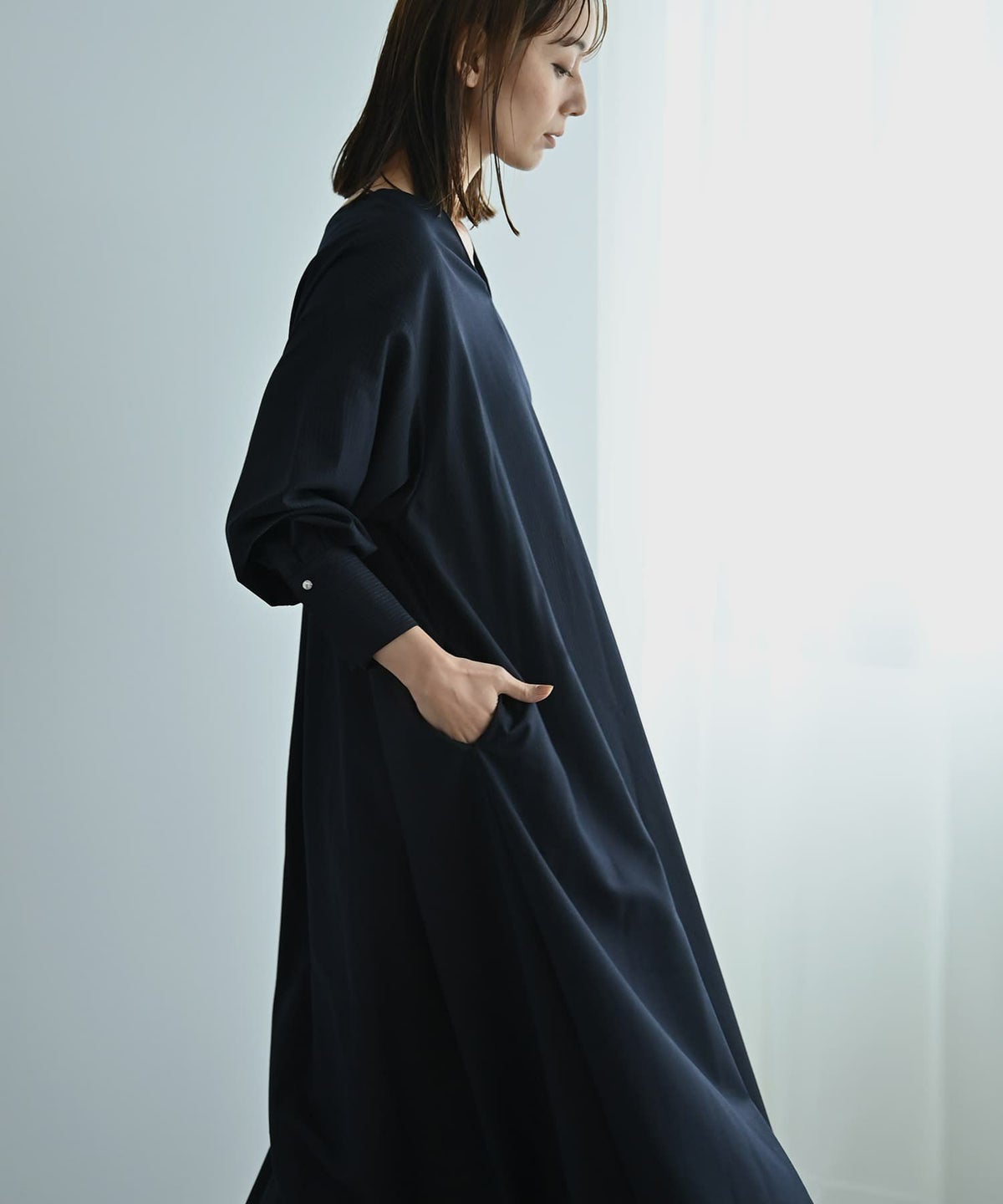 着用イメージ 170cm ネイビー Long