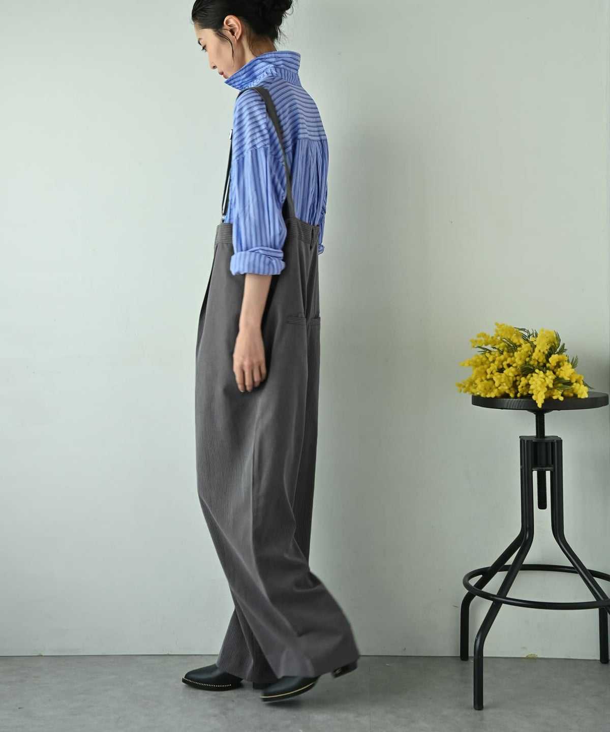 着用イメージ 175cm ブルー×ネイビー