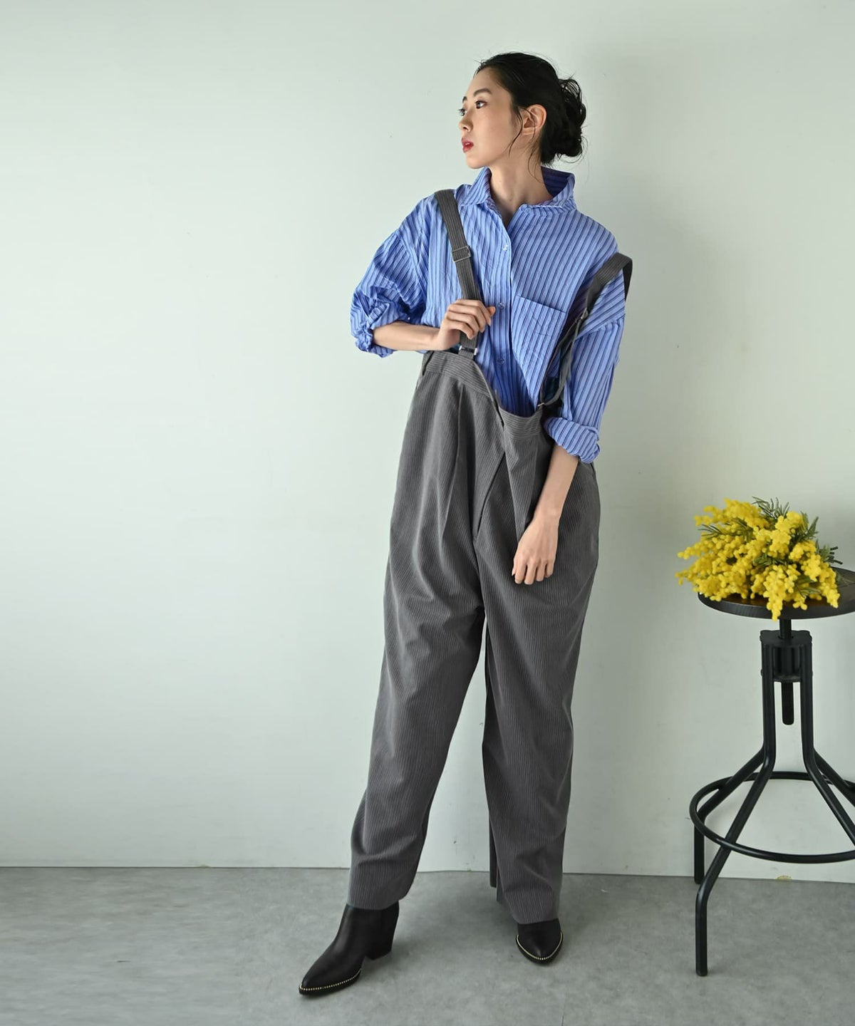 着用イメージ 175cm ブルー×ネイビー