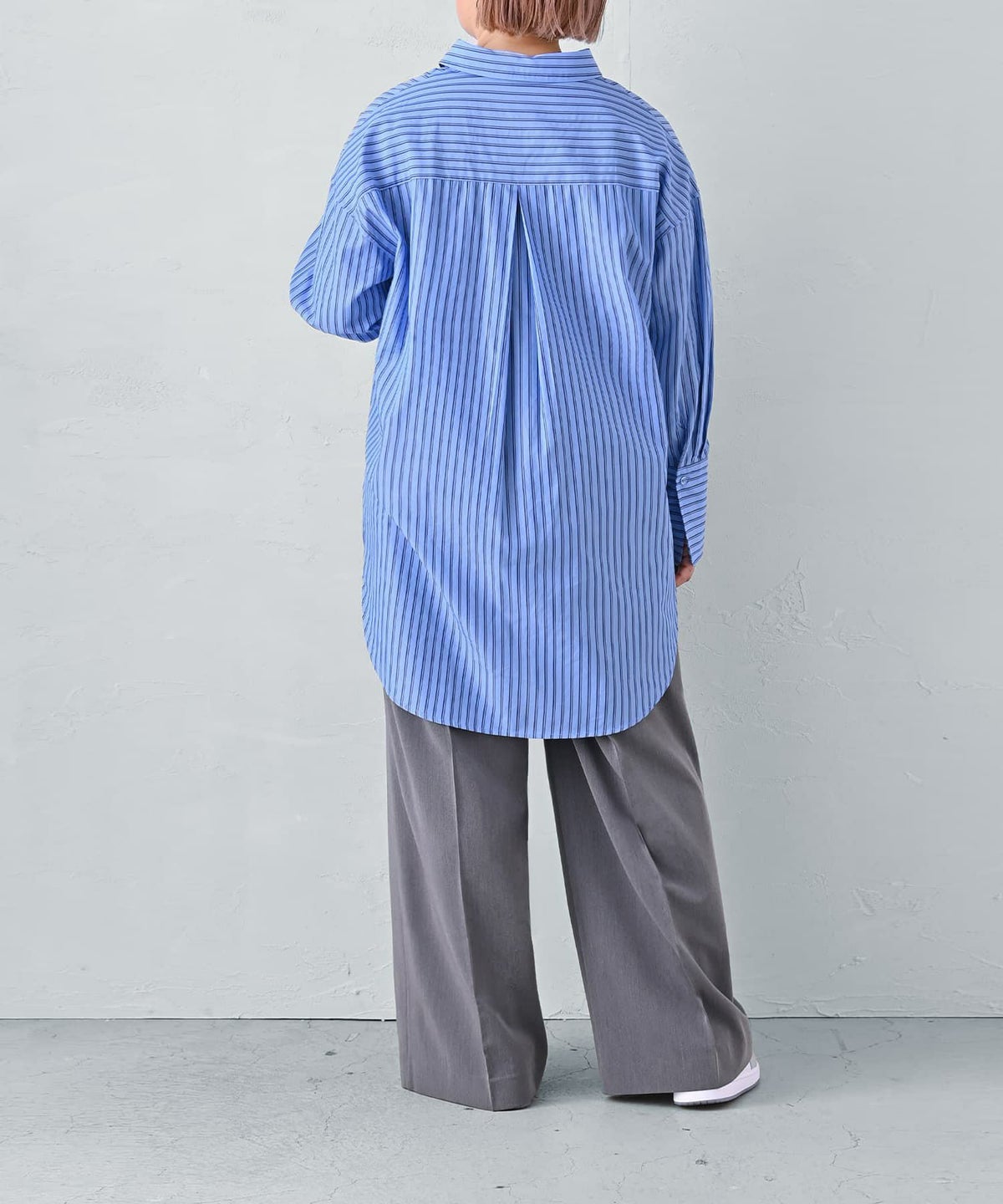 着用イメージ 163cm ブルー×ネイビー